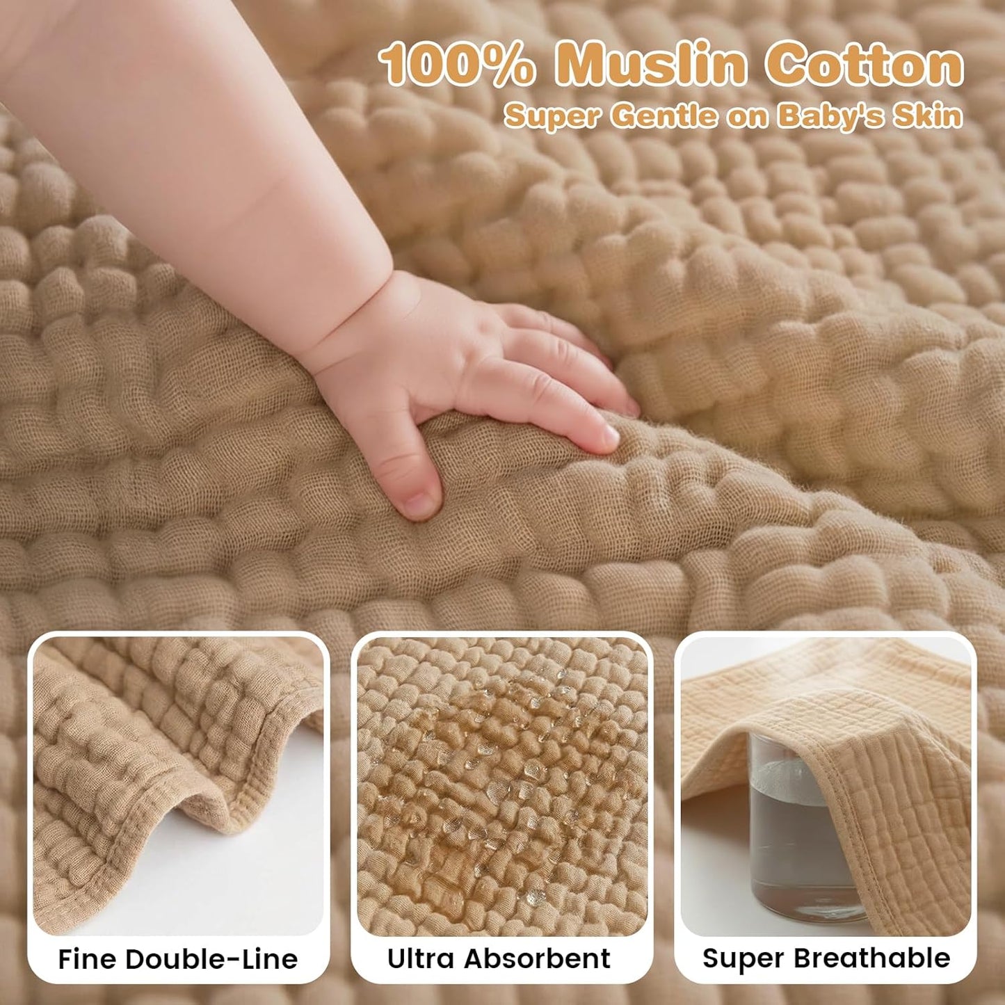 Skiennix Hooded Baby Bath Towels - 100% Muslin Cotton, Soft & Absorbent, 2 Pack, 32x32 Inch