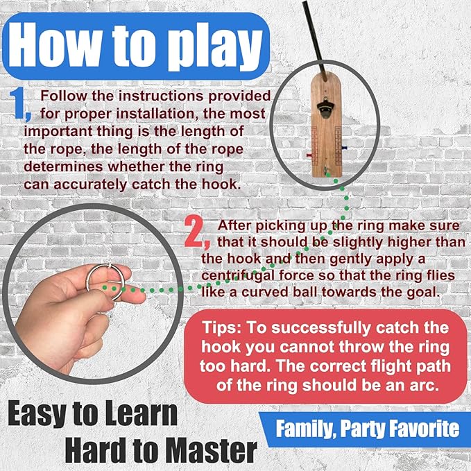 Hook and Ring Toss Game Bottle Opener Ring Toss Game for Indoor Outdoor Party Man