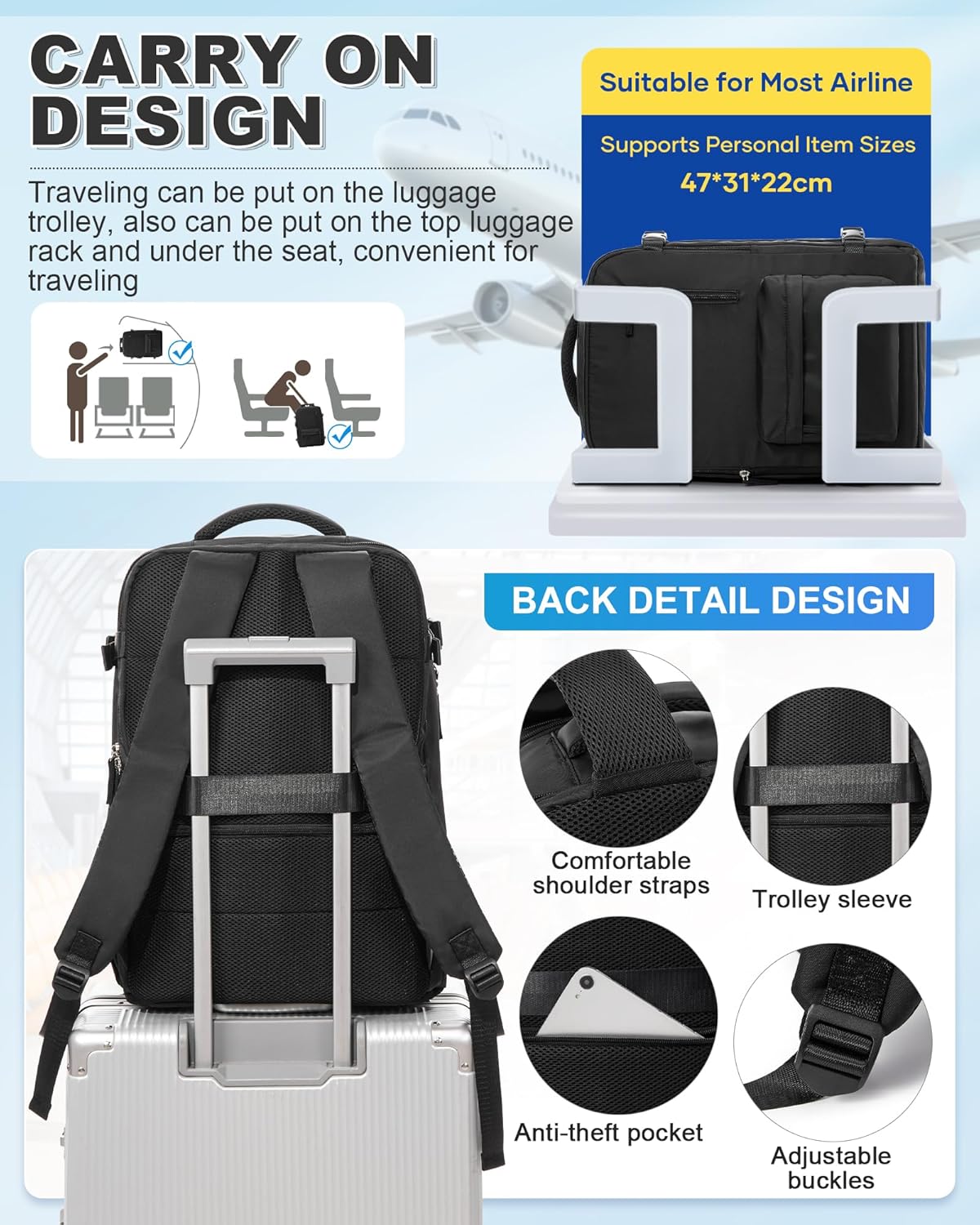 VGCUB Backpack Vacpack Daypack Backpacks Vacuum Travel with Pump System Storage Carry on Work Laptop Business
