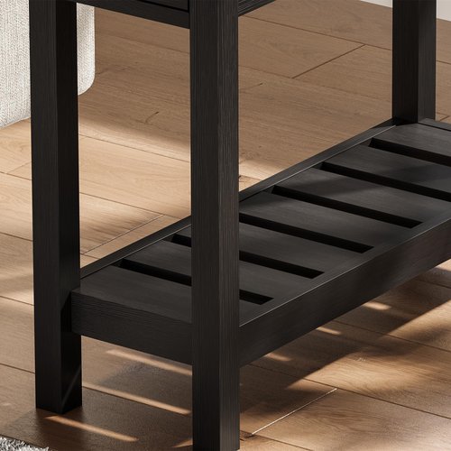ChooChoo Narrow End Table, Small Side Table for Small Spaces, Slim End Table with Drawer, Narrow Nightstand Bedside Table for Living Room Bedroom, Black, 2 Pack