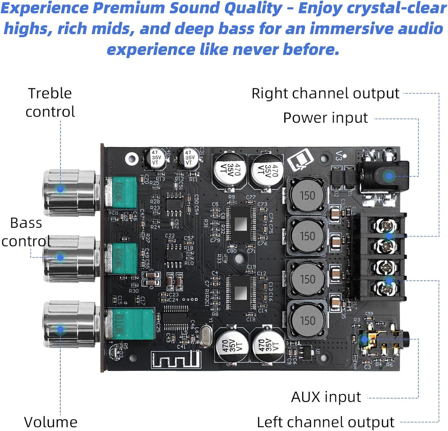 Cozychord ZK-1002T 5.0 200W 2.0 12V-24V Bluetooth Stereo Amplifier Board, HiFi Channel Mini Audio Amp Module