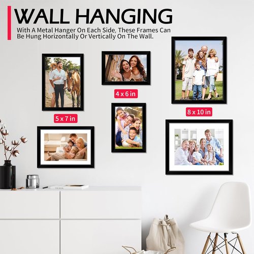 Black 8x10 Picture Frame Set of 2 by [Brand Name] - Versatile Tabletop & Wall Display for 5x7 or 8x10 Photos