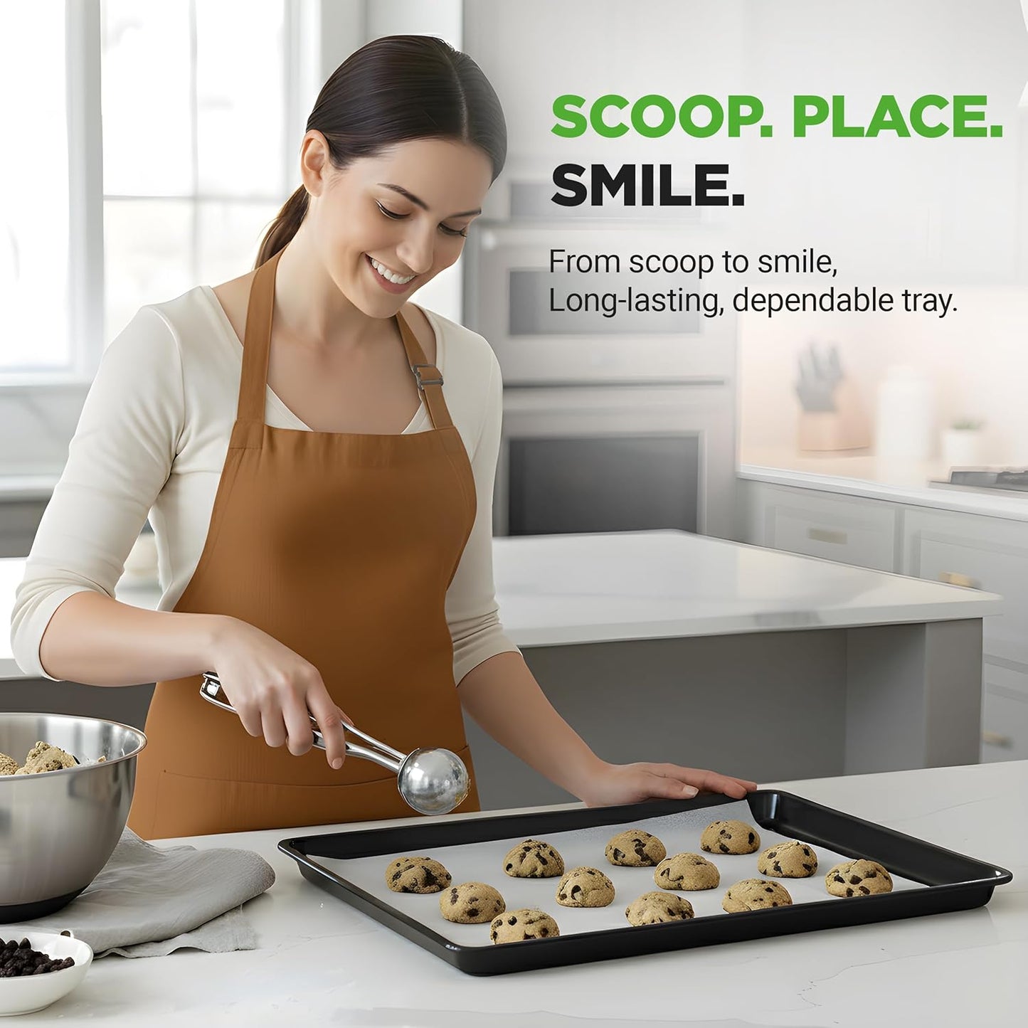 NutriChef Nonstick XL Cookie Sheet - Extra Large 22" x 16" Baking Pan for Cookies, Cakes & Pastries - Black
