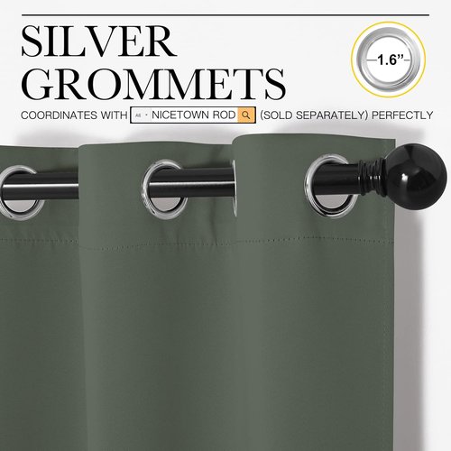 NICETOWN Blackout Curtain Panels - Dark Mallard Thermal Insulated Drapes for Bedroom | 2 Panels, W34 x L45-Inch