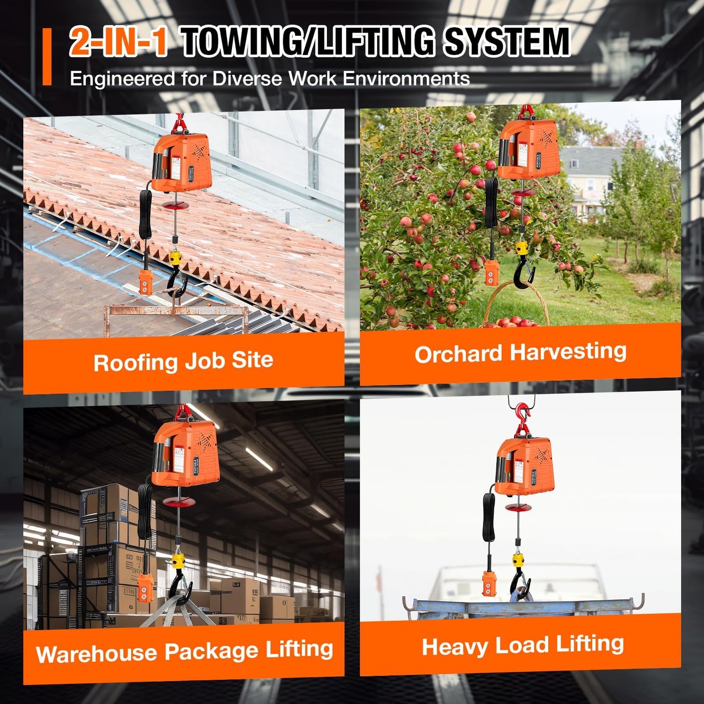 SpprVine 3 in 1 Electric Hoist Winch,2200 lbs Manual/Wired/Wireless Remote Control,110/120V Portable Pure Copp Electric Winch Crane, 25ft Lifting Garage Lifter for Garage, Factory, Warehouse, Balcony