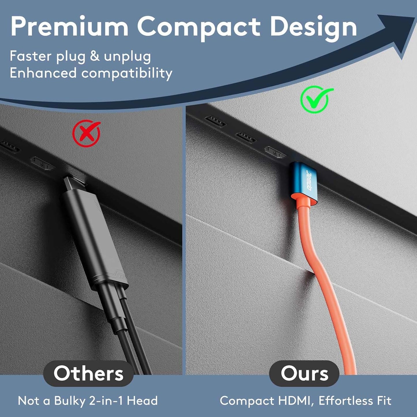 JEMDO 2 Station,4K@144Hz 48Gbps 2.1 6.6 ft,100W 2 V21.0.0) /2017/OLED Switch Right Angle HDMI Cable Dock USB C to HDMI