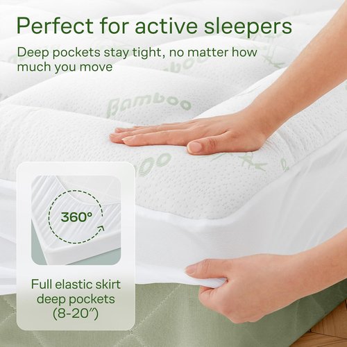 Niagara Ultra Soft Full XL Mattress Topper - Bamboo Viscose Pillow Top for Back Pain Relief | Naturally Cooling, Green
