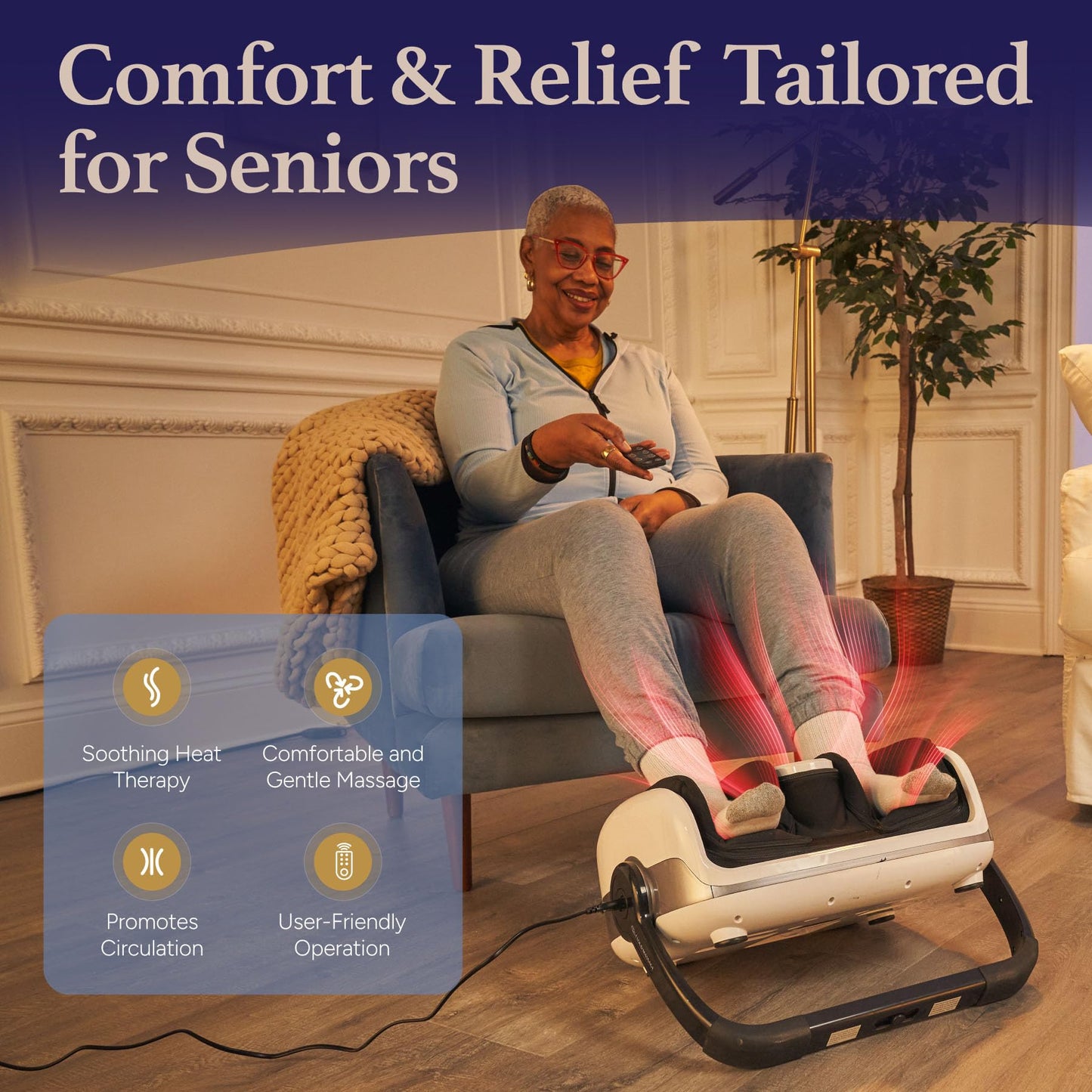 Cloud Massage Shiatsu Foot Massager with Heat - Deep Kneading & Compression, Adjustable Intensity, Multi-Mode Leg and Foot Massager with Remote Control, Anti-Slip Base - Standard Size, White