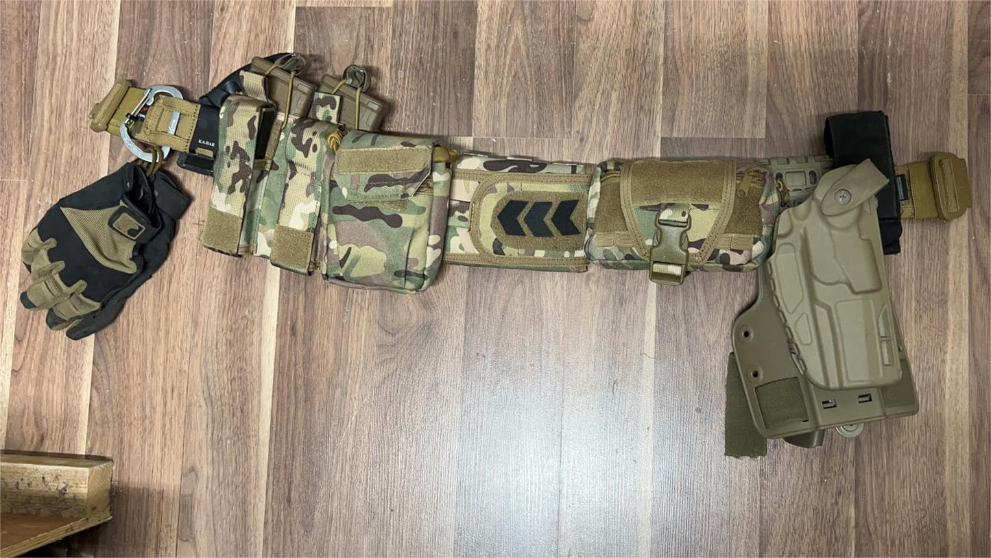 BOMTURN Battle Belt Tactical With Accessories: Duty Law Enforcement Combat Airsoft Police Belt With Pouches 7pcs