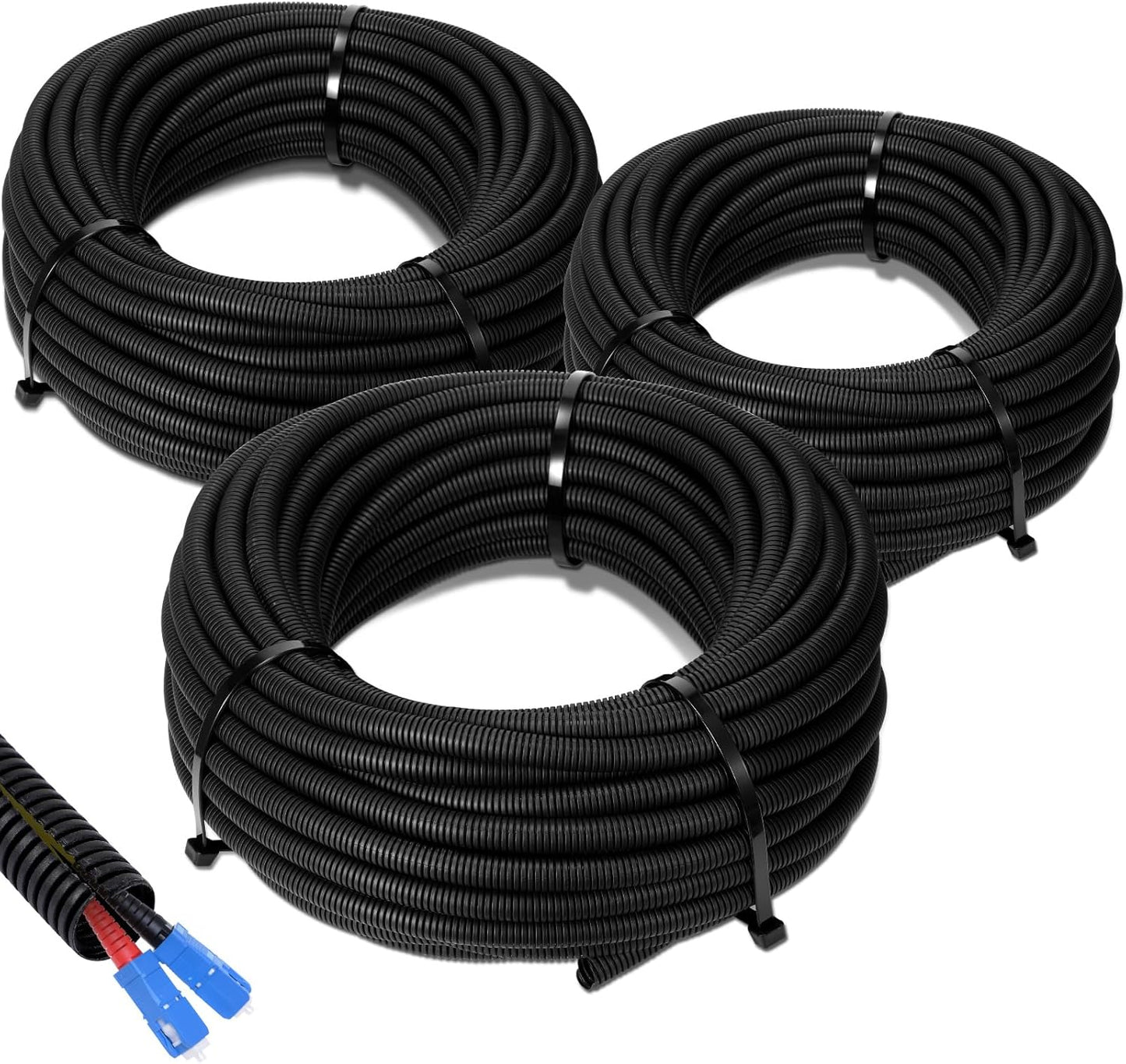 Sasylvia 1/4", 1/2", 3/8" 25 x Ft Split Wire Loom Tubing Wire Loom Assortment Split Cable Sleeves Bulk Flexible