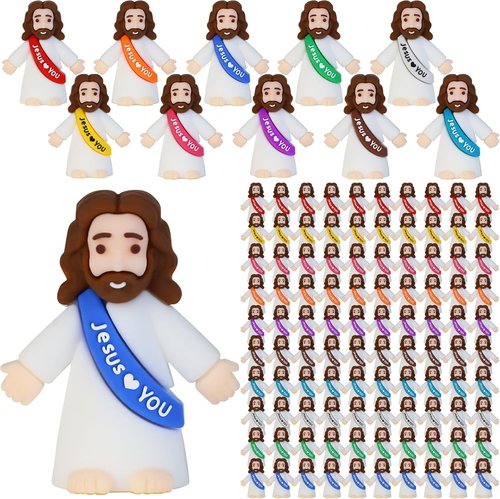 Little Jesus Figures - 100 Pack Mini Jesus Figurines for Easter | Perfect for Sunday School & Baptism Gifts
