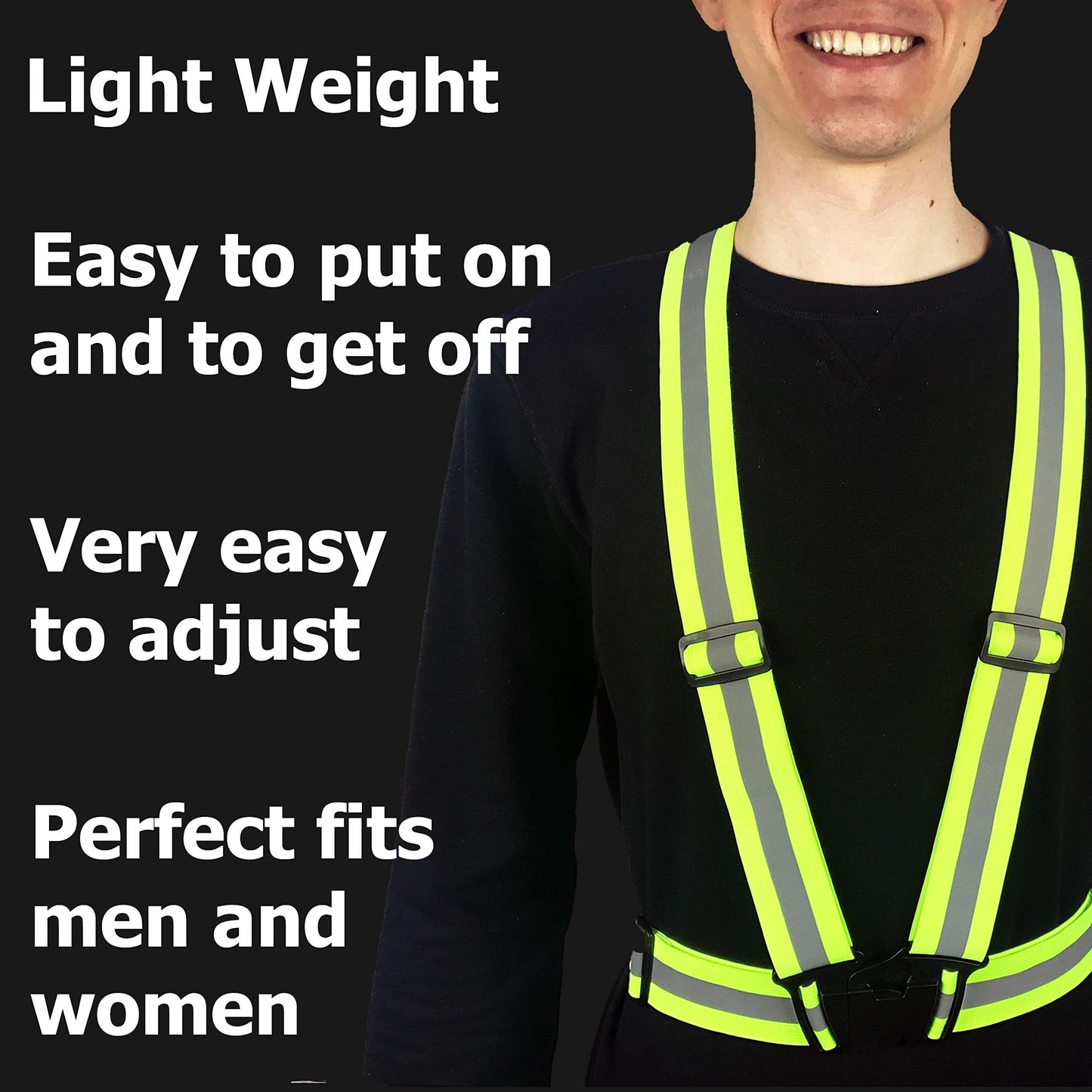 HiVisible | 10 Reflective Safety Straps Hi Vis Strap Vest Safety Suspenders Reflective Running Working Reflective Vest Straps