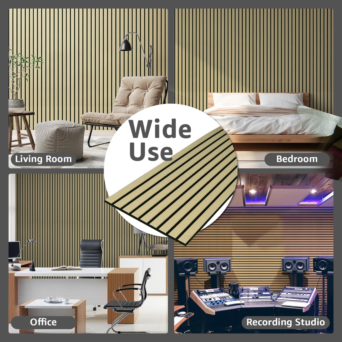 Art3dwallpanels 10 Pack Acoustic Panels, 48" X 12" X 0.43" Soundproof Wall Panels, Self Adhesive High Density Sound Absorbing Acoustic Treatment for Recording Studio, Office, Camel and Black