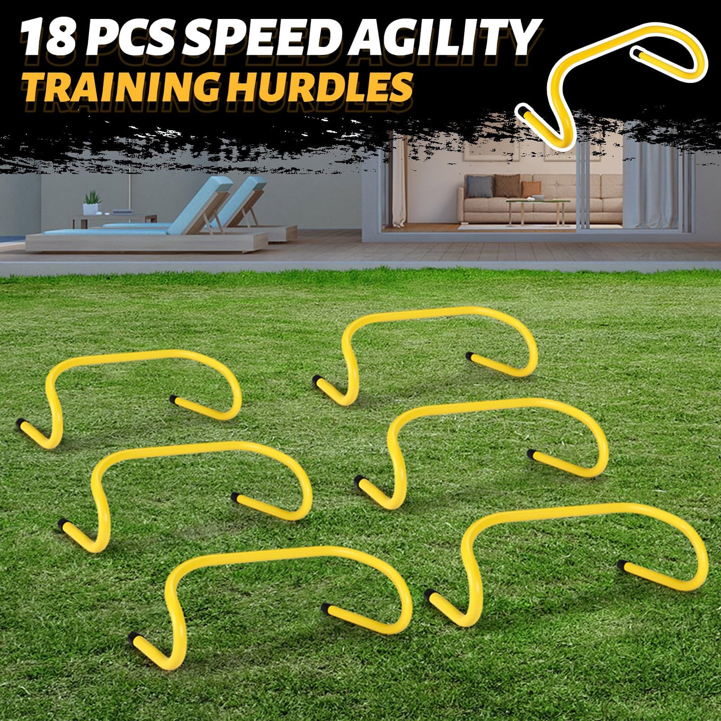 Wettarn 18 Pcs 6" Speed Training Hurdles Durable Agility Training Hurdle Agility Plyometric and All Purpose Equipment for Athletes, Soccer, Basketball(Yellow)