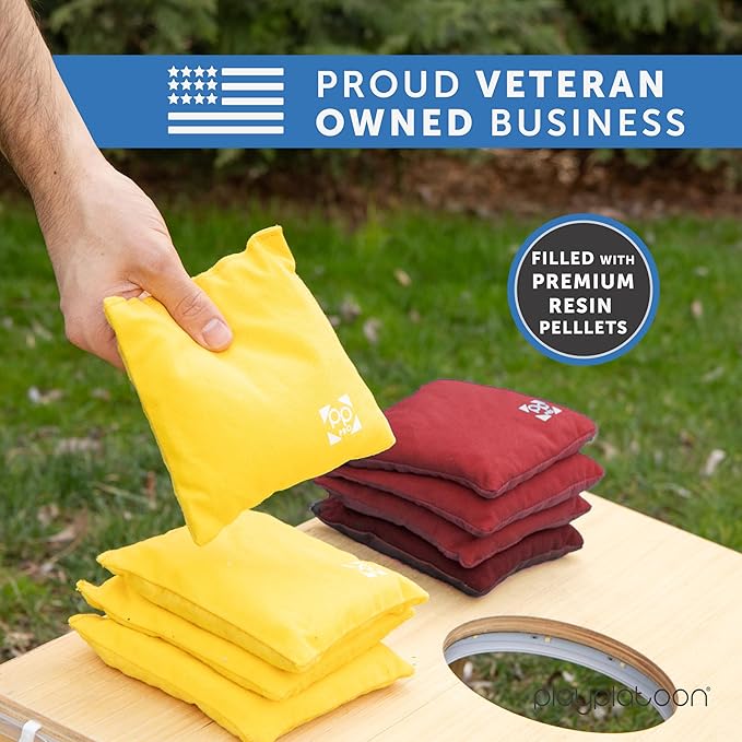Professional Cornhole Bags - Set of 8 Regulation All Weather Double Sided - Sticky Side/Slick Side Bean Bags for Pro Corn Hole Game