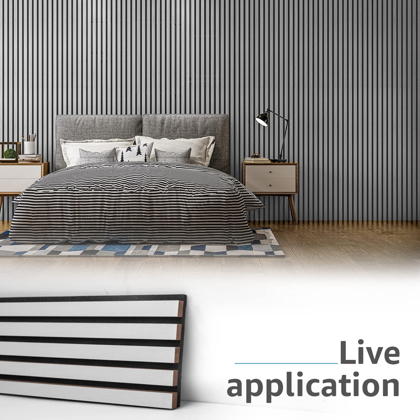 Art3d 4-Piece Wood Slat Acoustic Panels for Stylish Decor and Noise Reduction, 3D Textured Panel for Ceiling and Wall, Brushed Silver