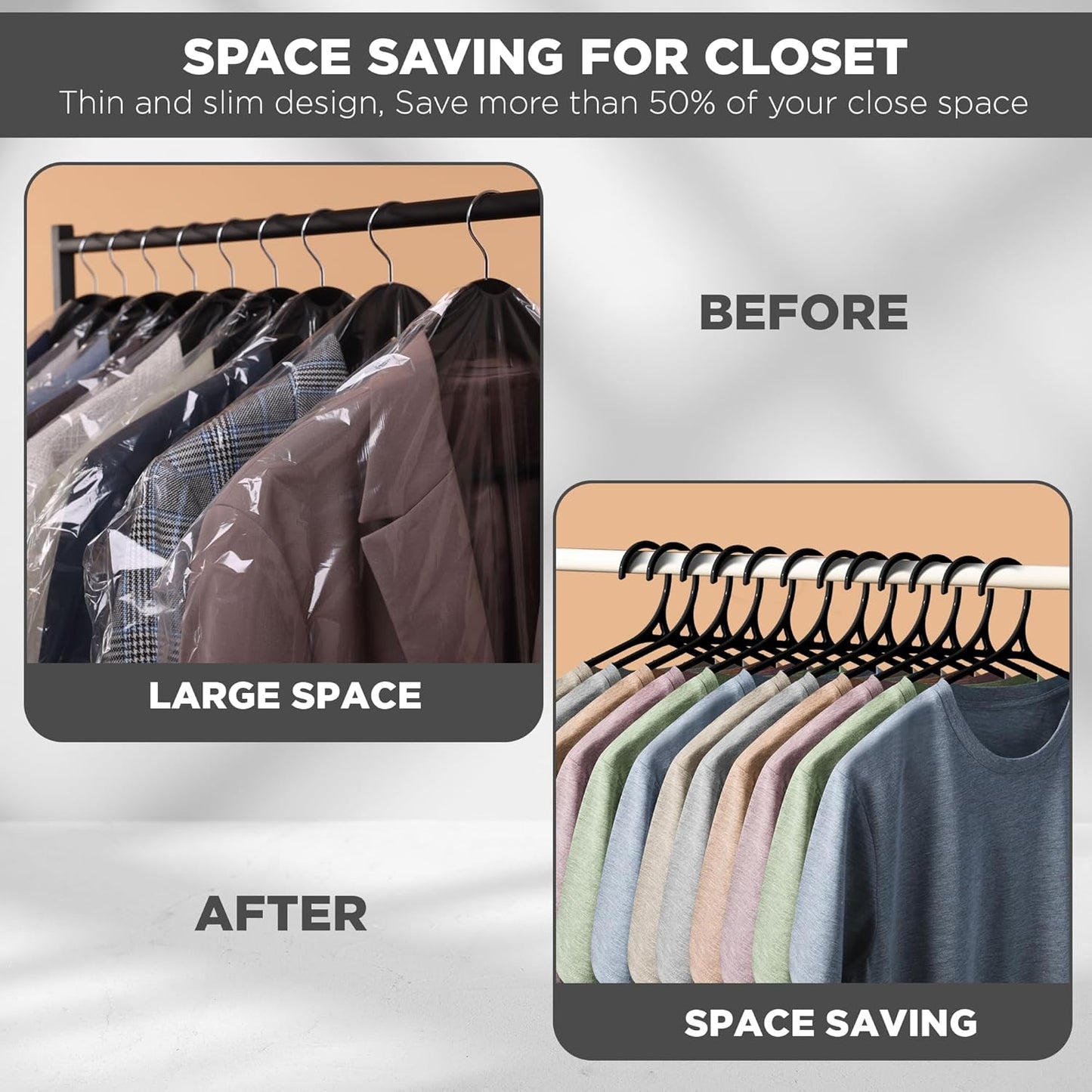 Utopia Home Plastic Hangers - Heavy Duty Non-Slip Hangers for Shirts & Pants | 50 Pack in White