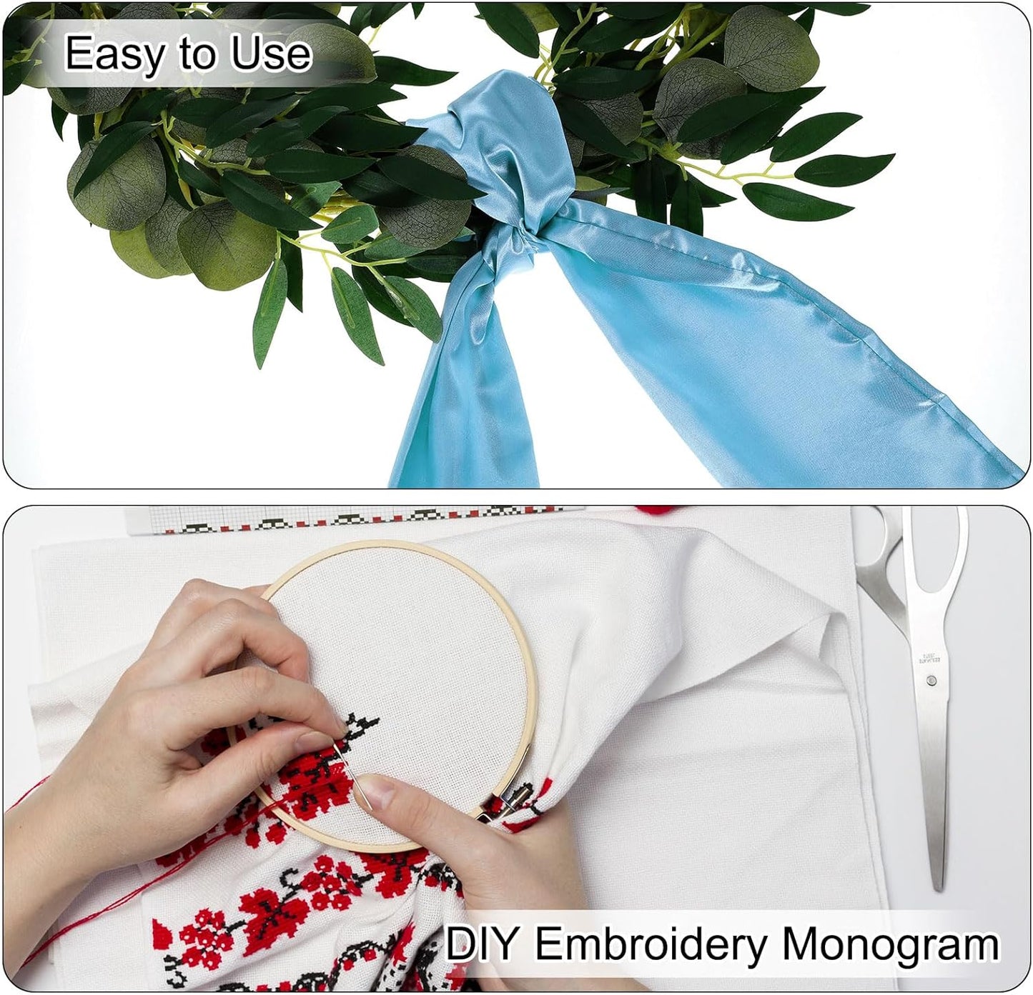 Uxcell Wreath Sash - 46" x 4.5" Sky Blue Satin Blank Sash for Embroidery & Monogram Decor