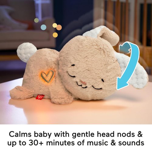 Fisher-Price Baby Sound Machine - Soothe & Settle Bunny Plush Toy with Music, Lights & Motion