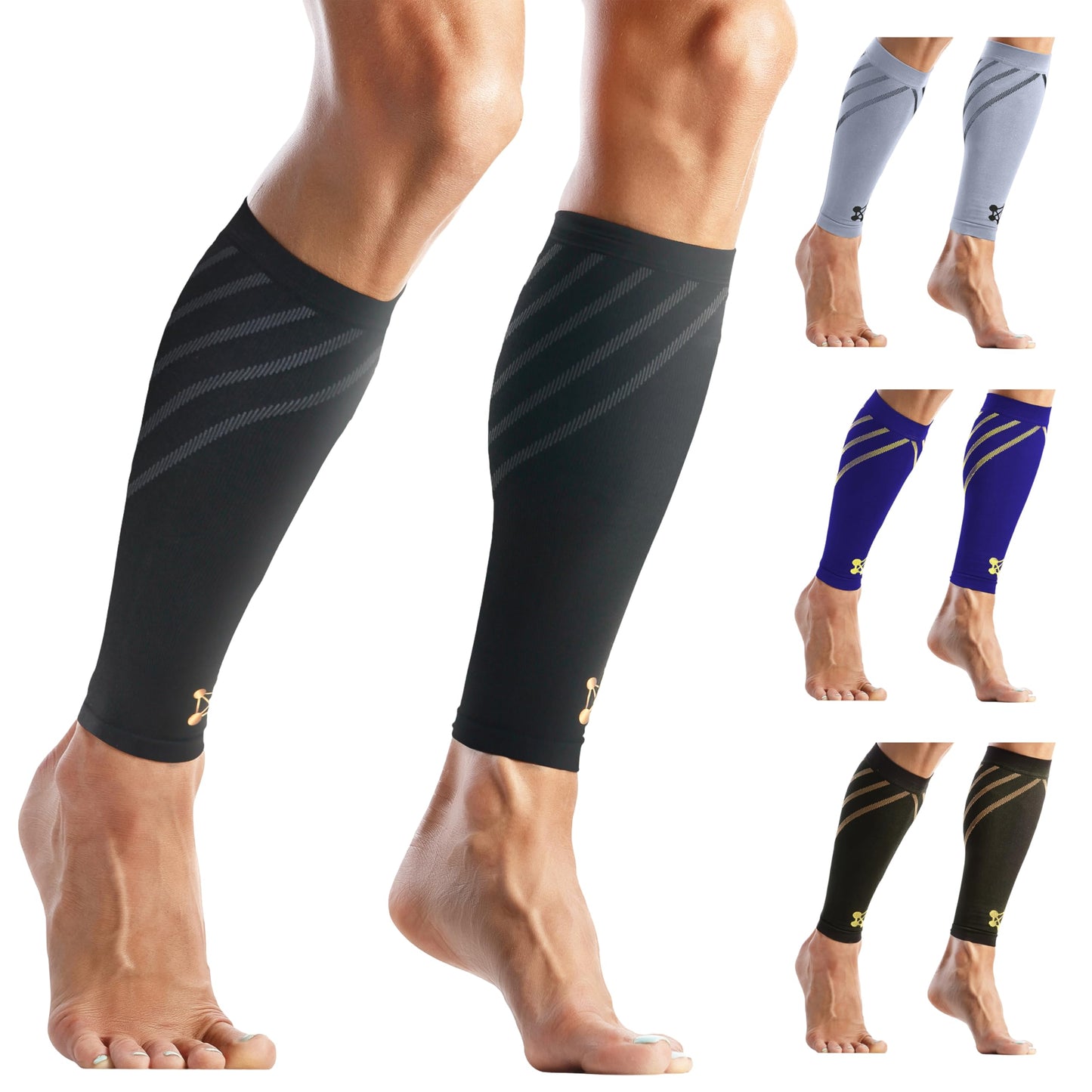CopperJoint Calf Compression Sleeve for Men & Women Large Black-Firm Snug Fit Support for Shin Splints, Cramps, Varicose Veins-Copper Infused Nylon Pull-On Leg Sleeve for Sports & Daily Wear