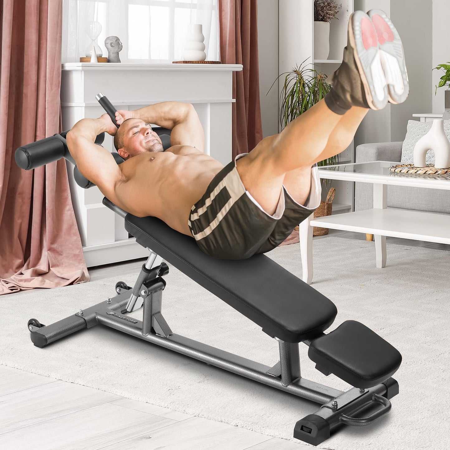 VEVOR Sit Up Bench, Decline Ab Bench with Reverse Crunch Handle, with 4 Adjustable Height Settings, Heavy Duty Steel, 1000 Lbs Capacity, for Home Gym Workouts, Strength Training, Full Body Muscles