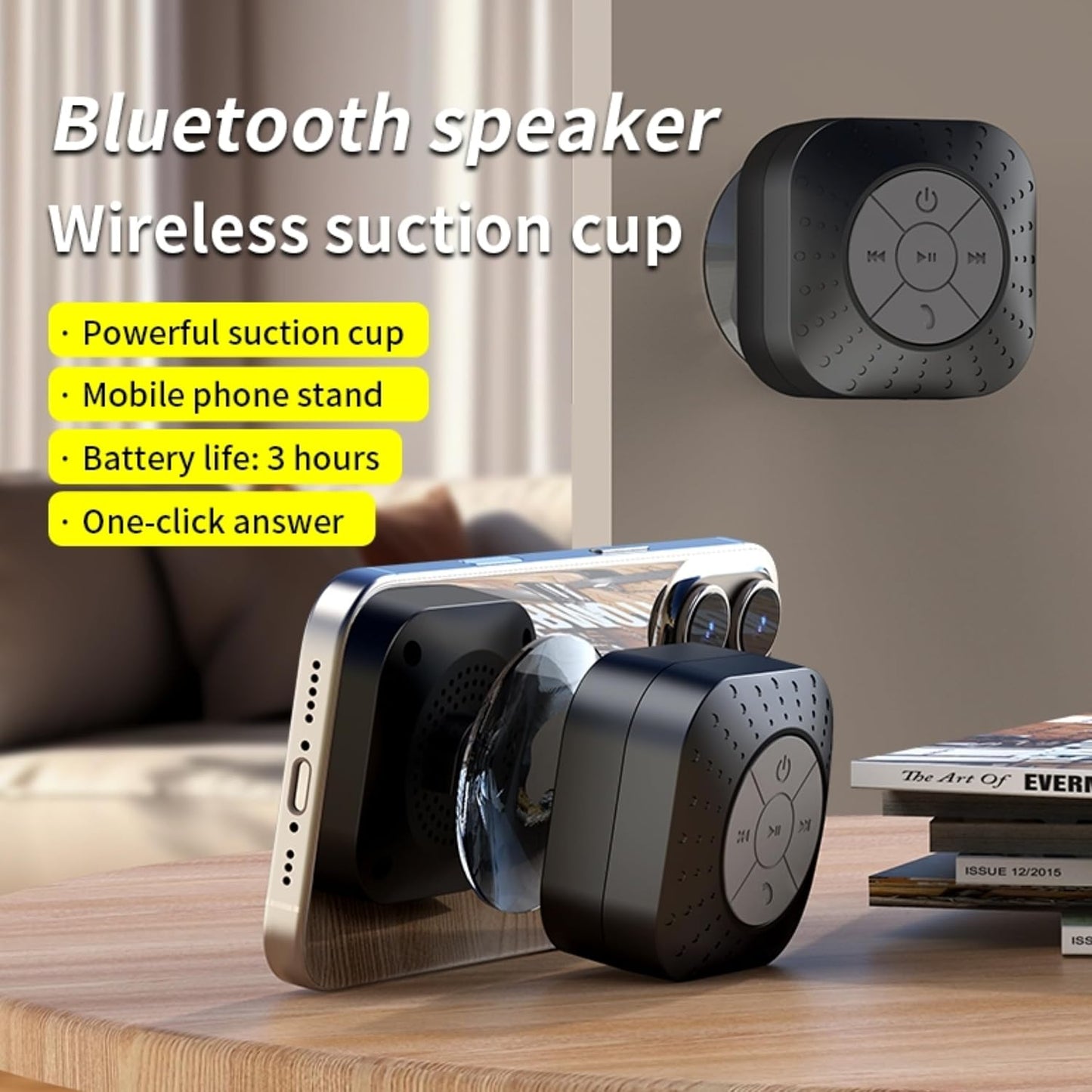 Elmocin Mini Bluetooth Shower Speakers, Portable Wireless Speaker with Suction Cup, Pairs Easily to Phones, Tablets