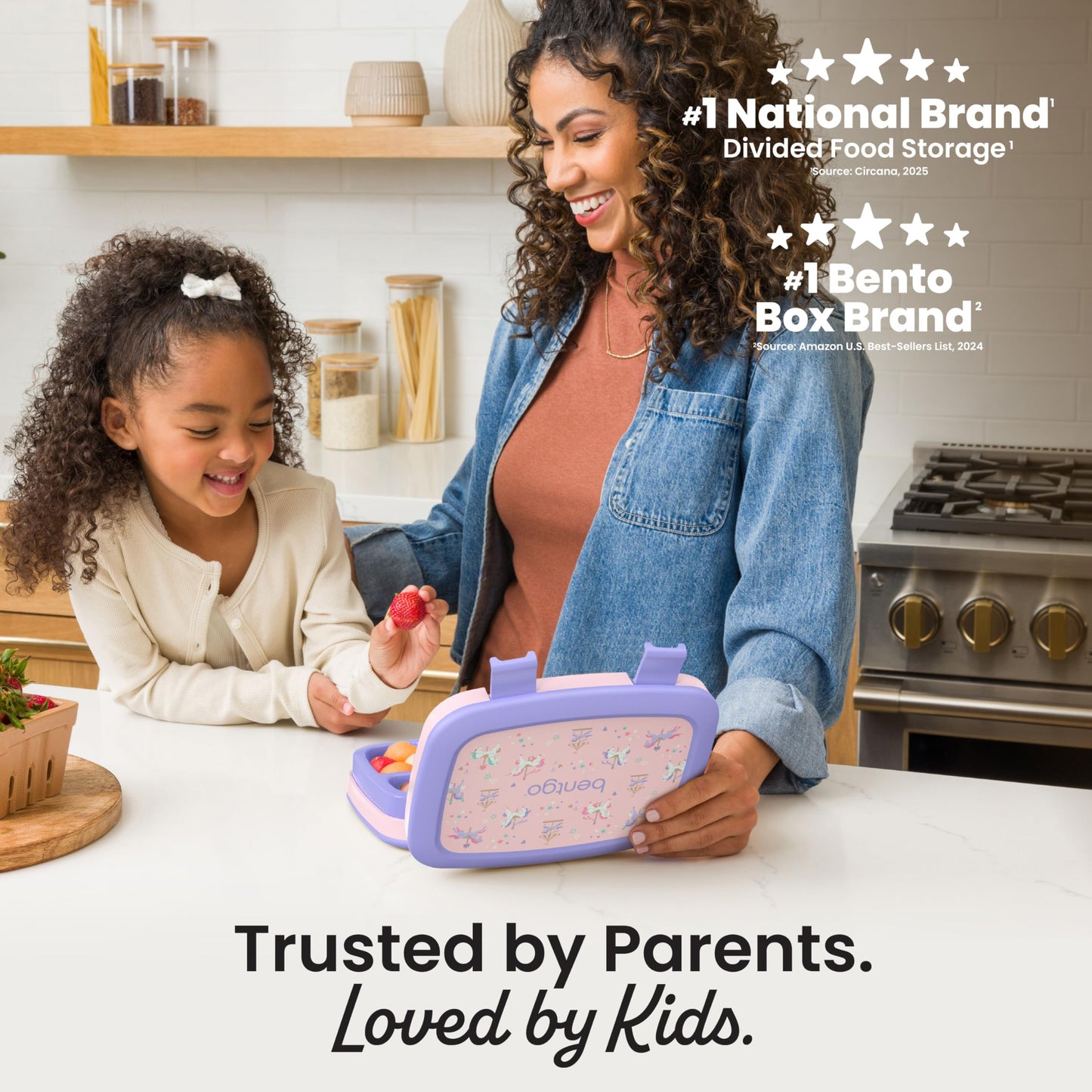 Bentgo Kids Prints Leak-Proof, 5-Compartment Bento-Style Kids Lunch Box - Ideal Portion Sizes for Ages 3-7, Durable, Drop-Proof, Dishwasher Safe, & PFAS & BPA-Free Materials (Carousel Unicorns)