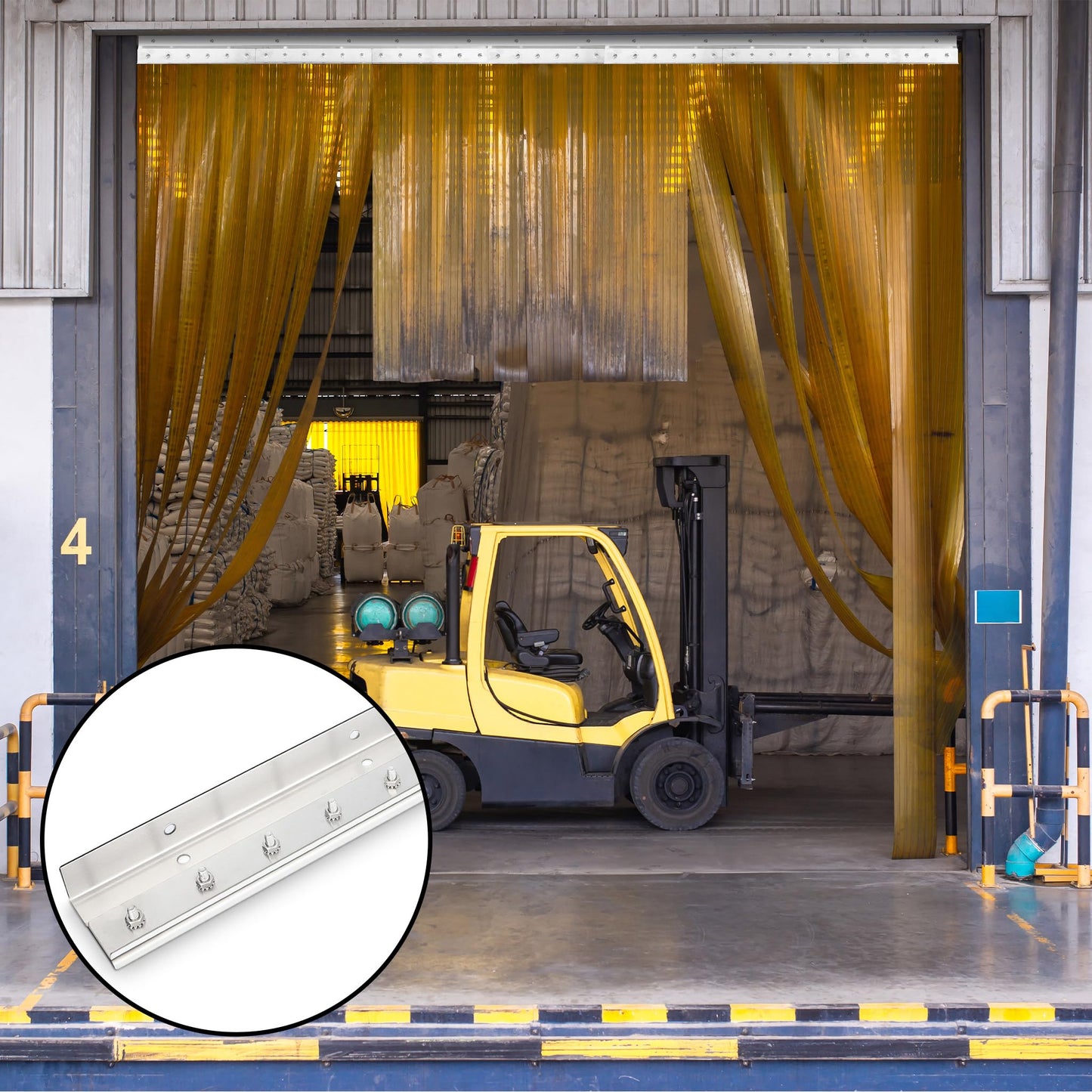 Weysat Strip Curtain Door Hardware, 304 Stainless Steel Commercial Industrial Strip Curtain Kit for Door Frame, 3 ft