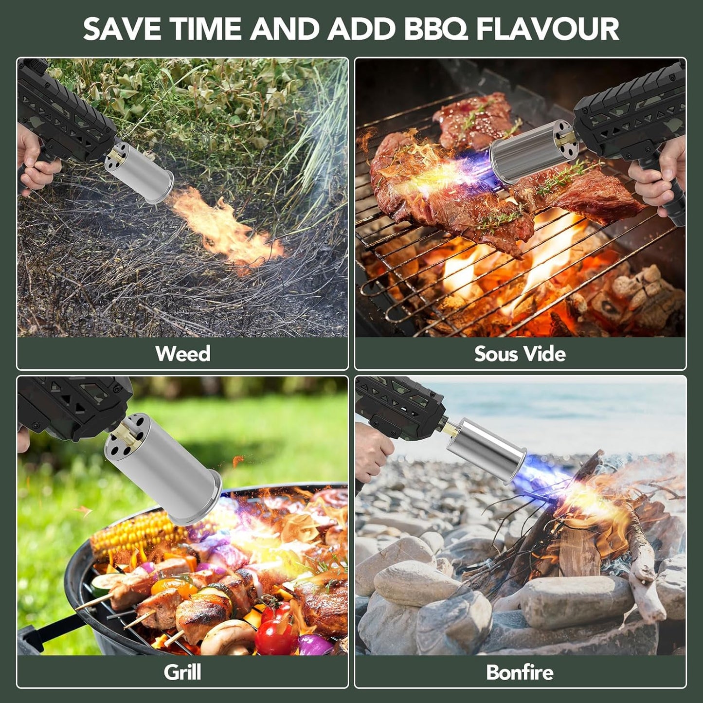 Sondiko Culinary Torch - Powerful Propane Cooking Gun for Searing Steak & BBQ | Adjustable Burner