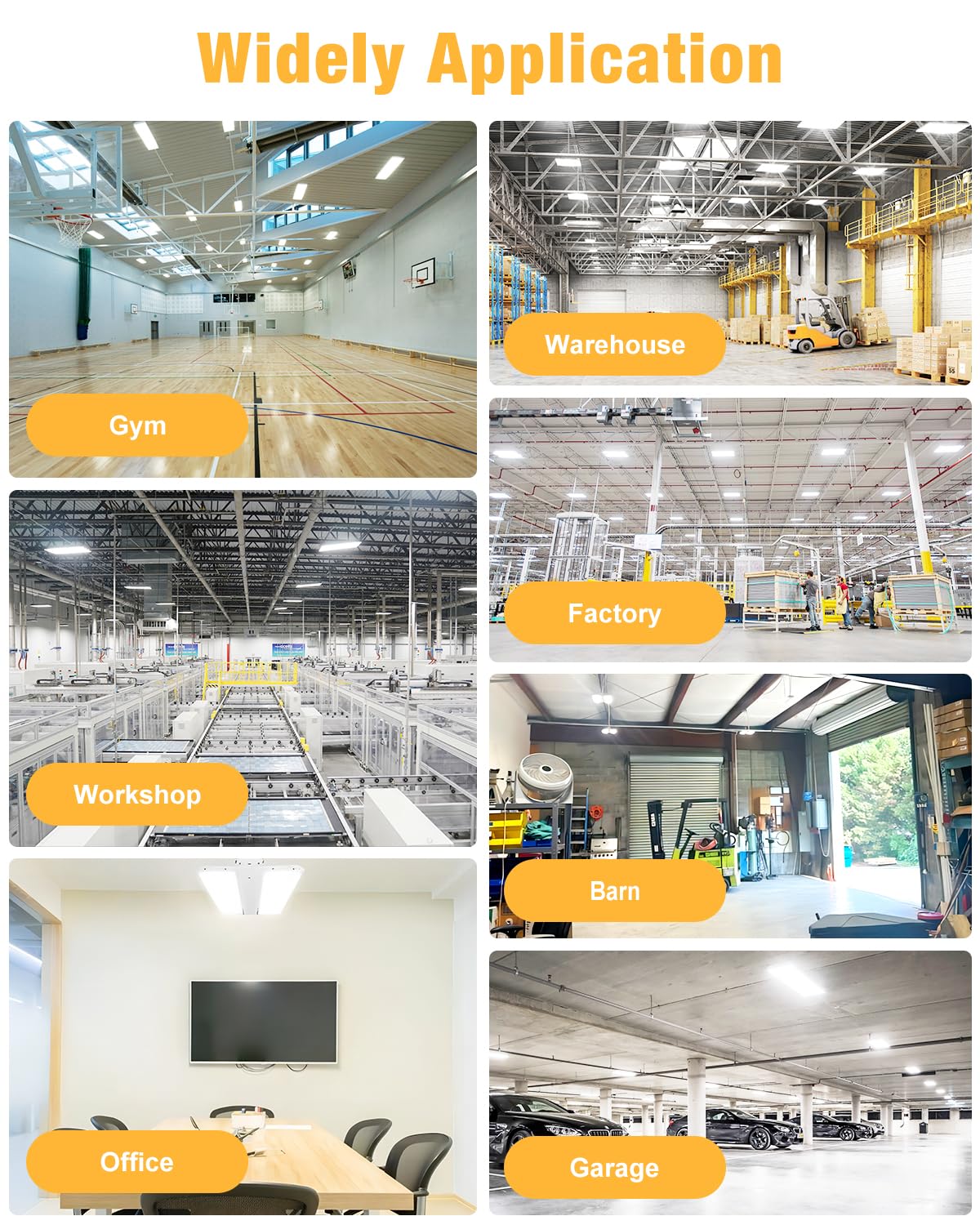 JC-LGL LED Linear High Bay Light, 210W High Bay Shop Lights Fixture, Compatible with Industrial 120-277V, 31500LM Linear High Bay Light for Shop Garage Warehouse, UL Complied, 4 Pack, White