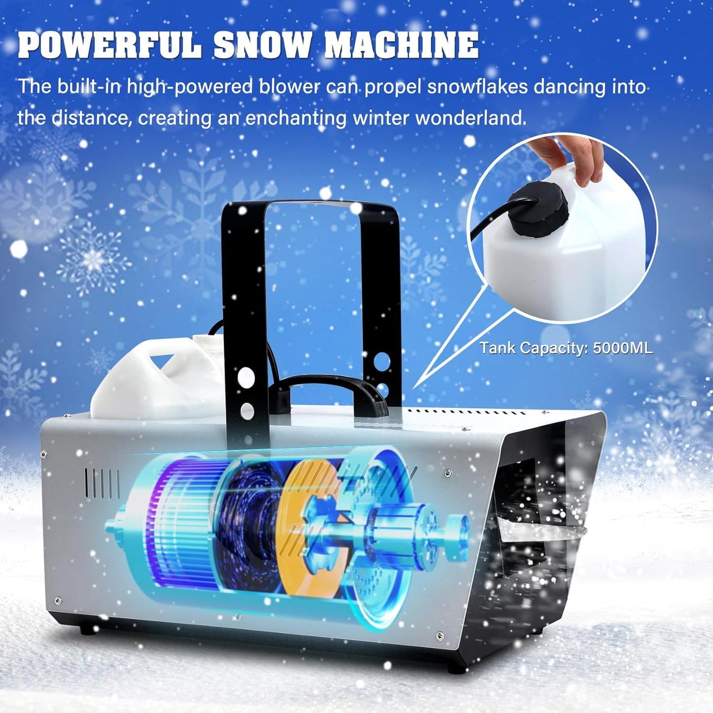 TCFUNDY Snow Machine - 1500W Snowflake Maker for Christmas & Wedding Parties | Wired Remote Control
