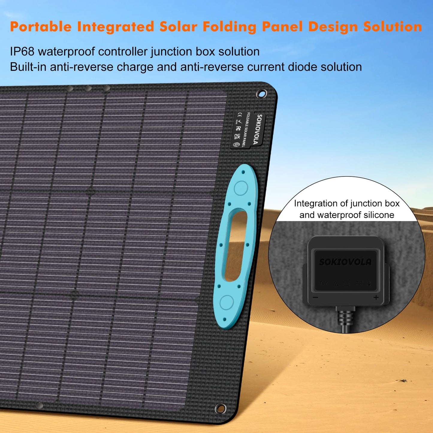 SOKIOVOLA 200W Portable Solar Panels for Power Station, IP68 Waterproof ETFE Foldable Solar Panel Kit 25% High Conversion Efficiency Solar Panel for Camping Outdoor RV Blackout
