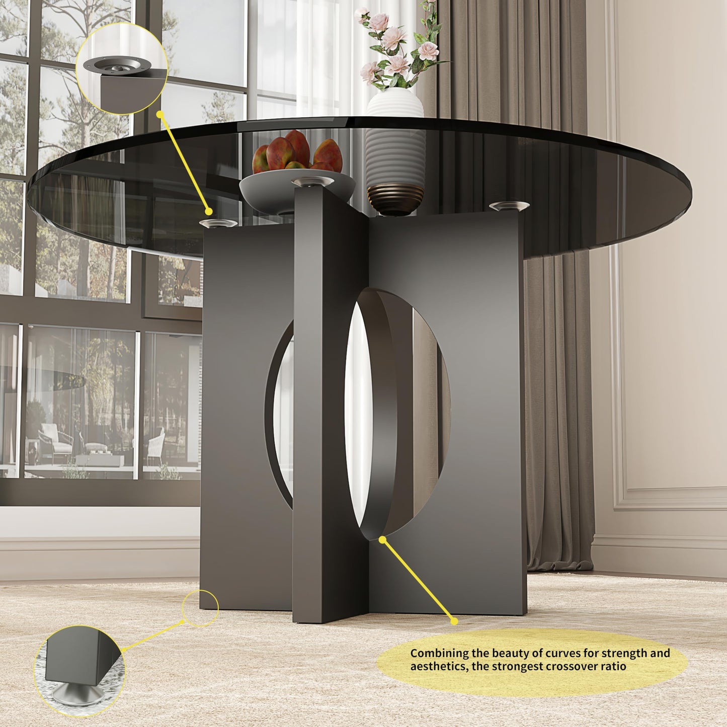 FUSHIAIPTC Heavy Duty Dining Table Base, 30 Inch Metal Leg, Modern Reinforced Steel Office Base, Glass, Wood and Marble Table Tops are All Adaptable