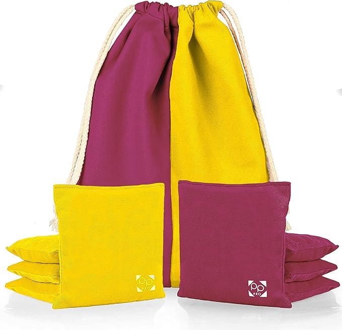 Professional Cornhole Bags - Set of 8 Regulation All Weather Double Sided - Sticky Side/Slick Side Bean Bags for Pro Corn Hole Game