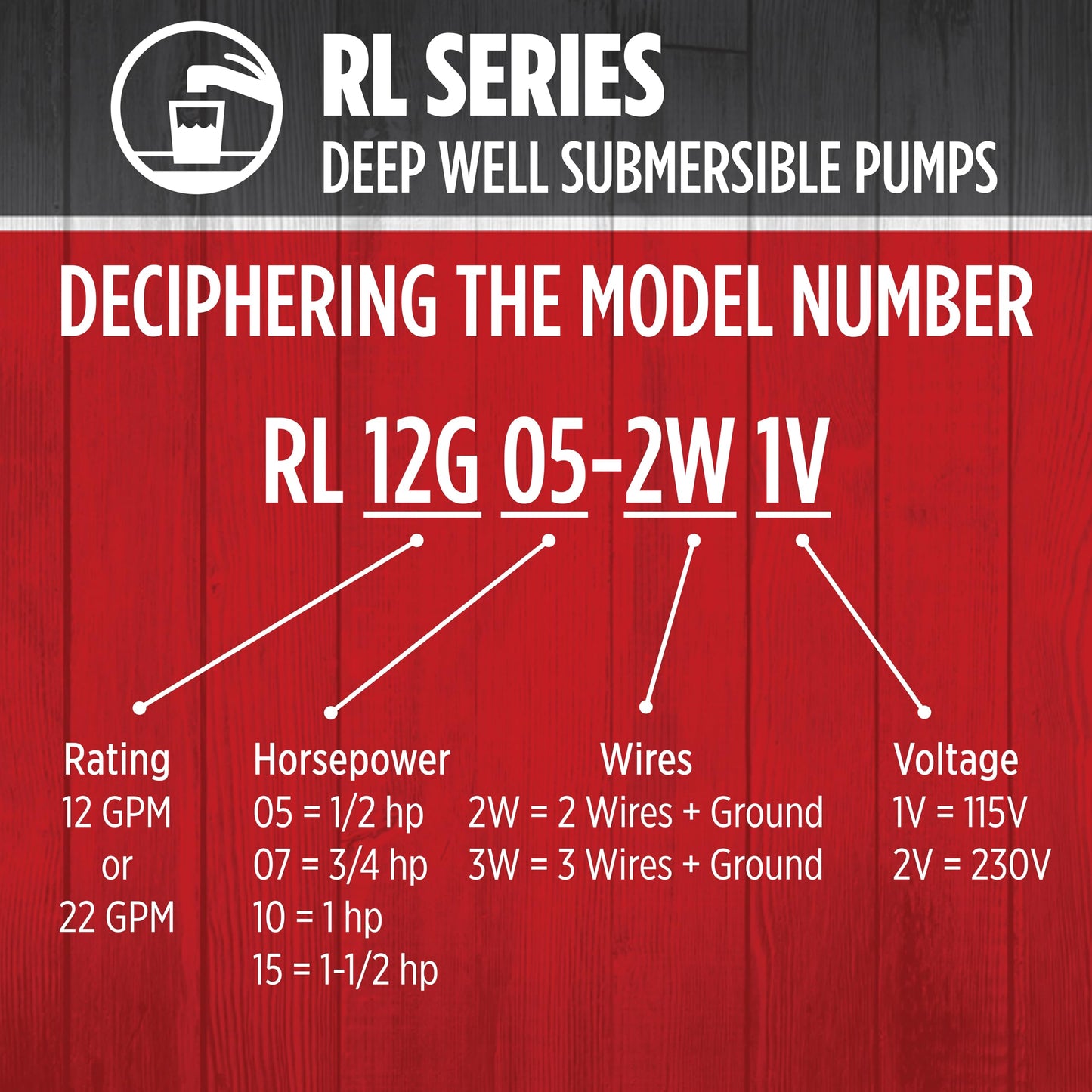 Red Lion RL22G10-3W2V 4-inch Submersible Deep Well Pump with Control Box, 1 HP, 22 GPM, 3-Wire, 230-Volt, Steel, 14942409