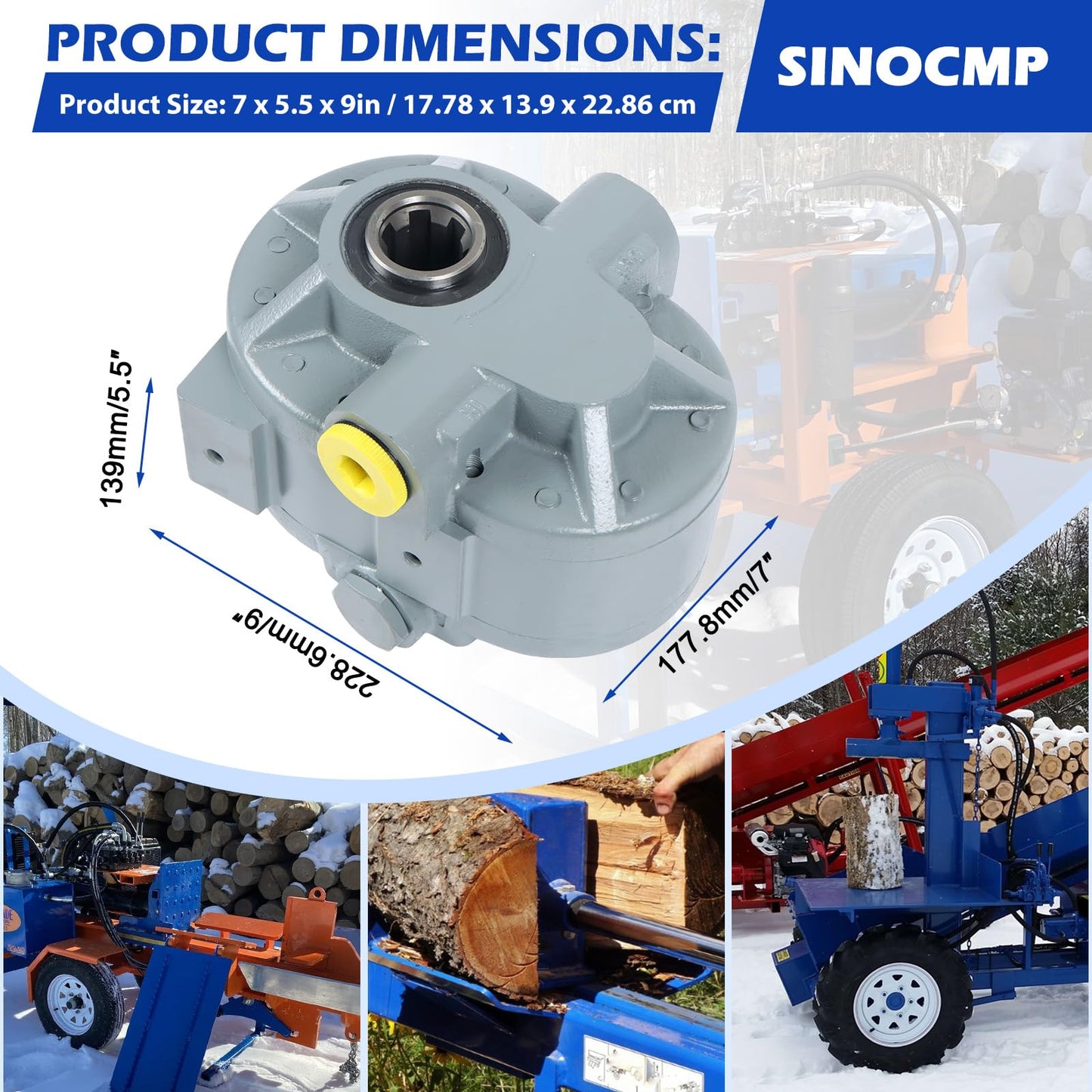 SINOCMP Hydraulic PTO Pump 22GPM Hydraulic Motor 540PRM 2250PSI Hydraulic Splitter, SAE16 Inlet and SAE12 Outlet Hydraulic Pump for Log Splitter, Scissor Lift, Dump Trailer & Truck Lift