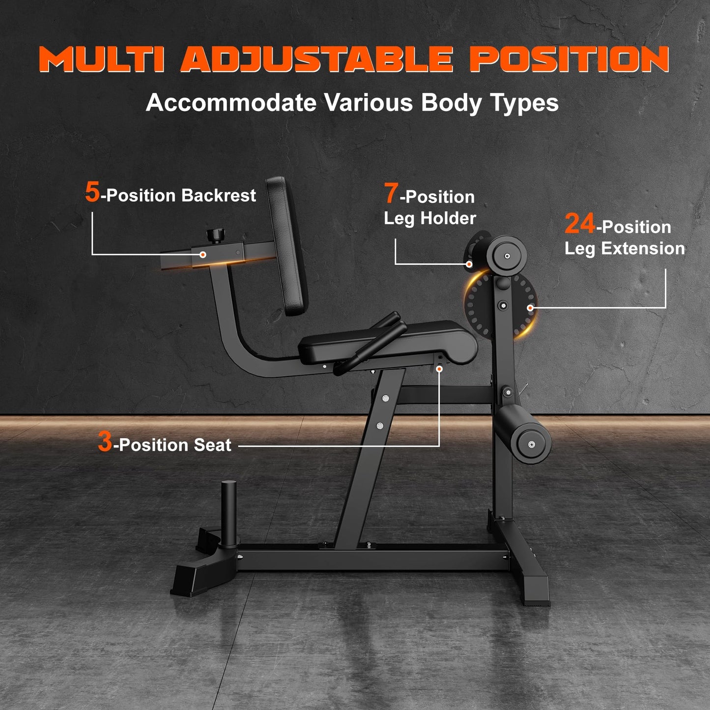 Leg Extension and Curl Machine, GOIMU 4 in 1 Lower Body Workout Machine, Adjustable Leg Curl Machine with Plate Loaded, Leg Extension Machine with Exercise Bench, Home Gym Weight Machine