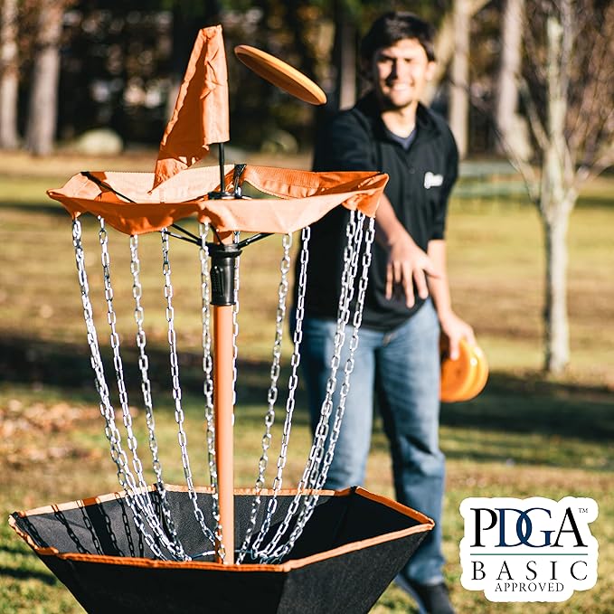 Franklin Sports Disc Golf Baskets - Portable Disc Golf Target with Chains Included - Disc Golf Basket Stand Equipment for Hole + Course Creation