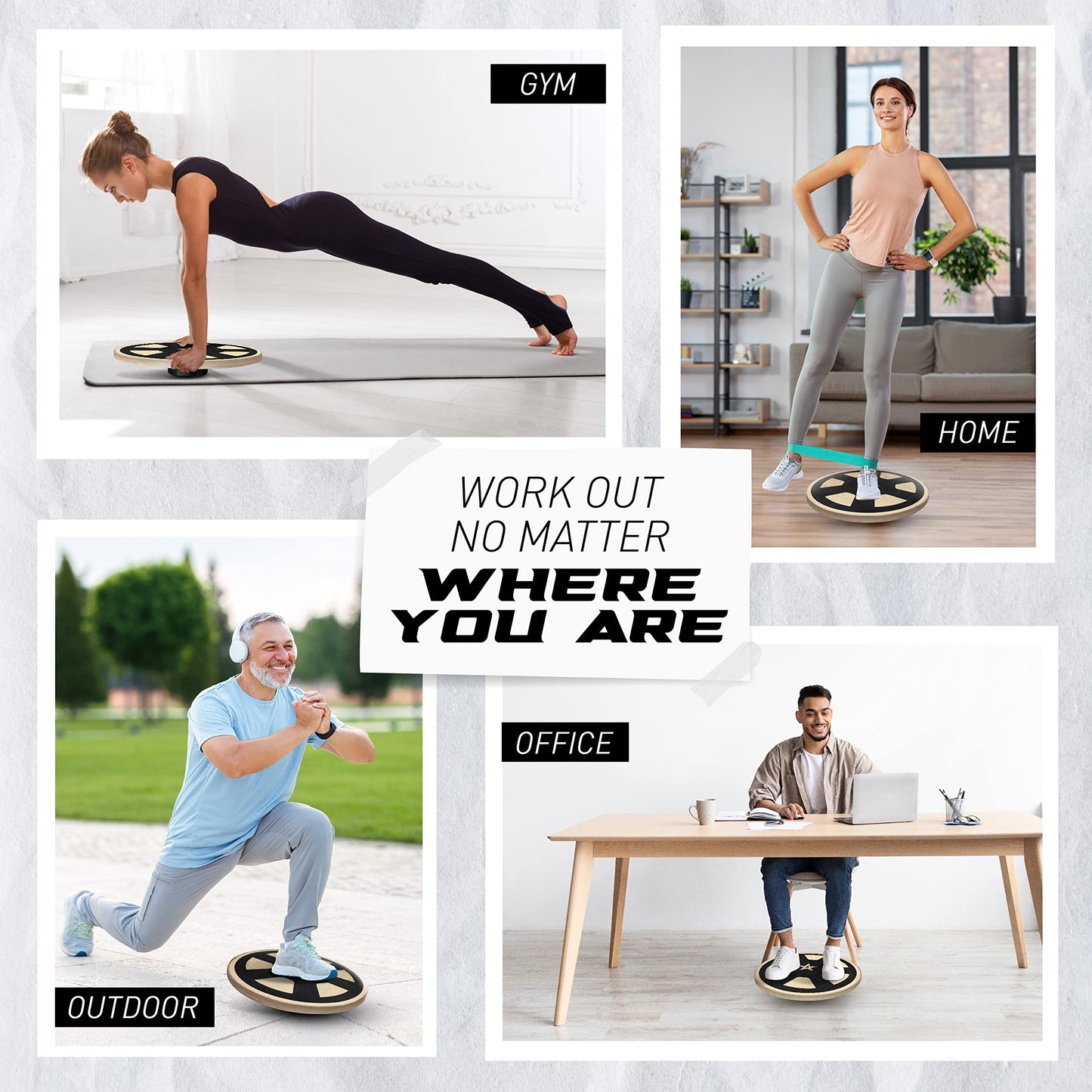 Yes4All 300lbs Wooden Wobble Board, 360-Degree Balance Board for Adults, Stylish Balance Trainer with Anti-Skid Texture