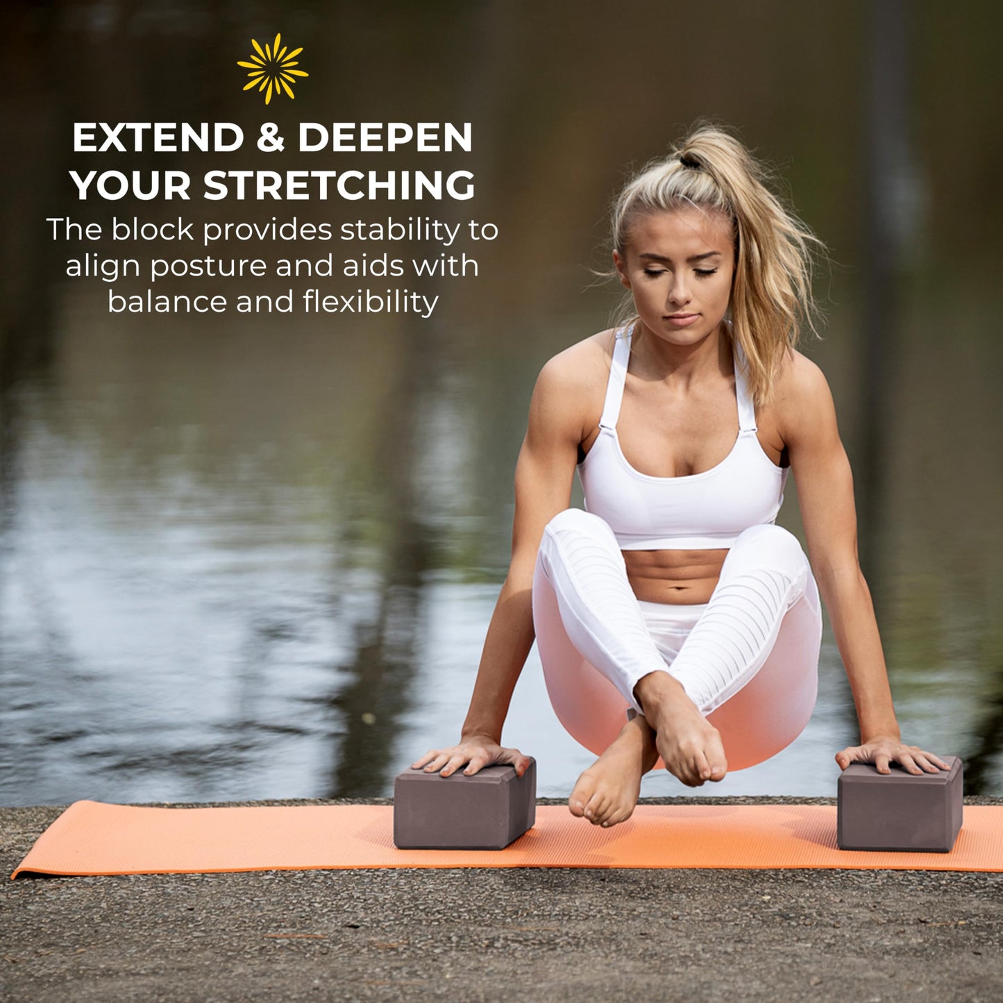 Sunshine Yoga 4" Yoga Block, 10 Pack Bulk EVA Foam Yoga Blocks, Firm and Supportive Yoga Brick for Stretching and Workout, Balance Foam for Schools and Studios, 4" x 6" x 9", Mocha