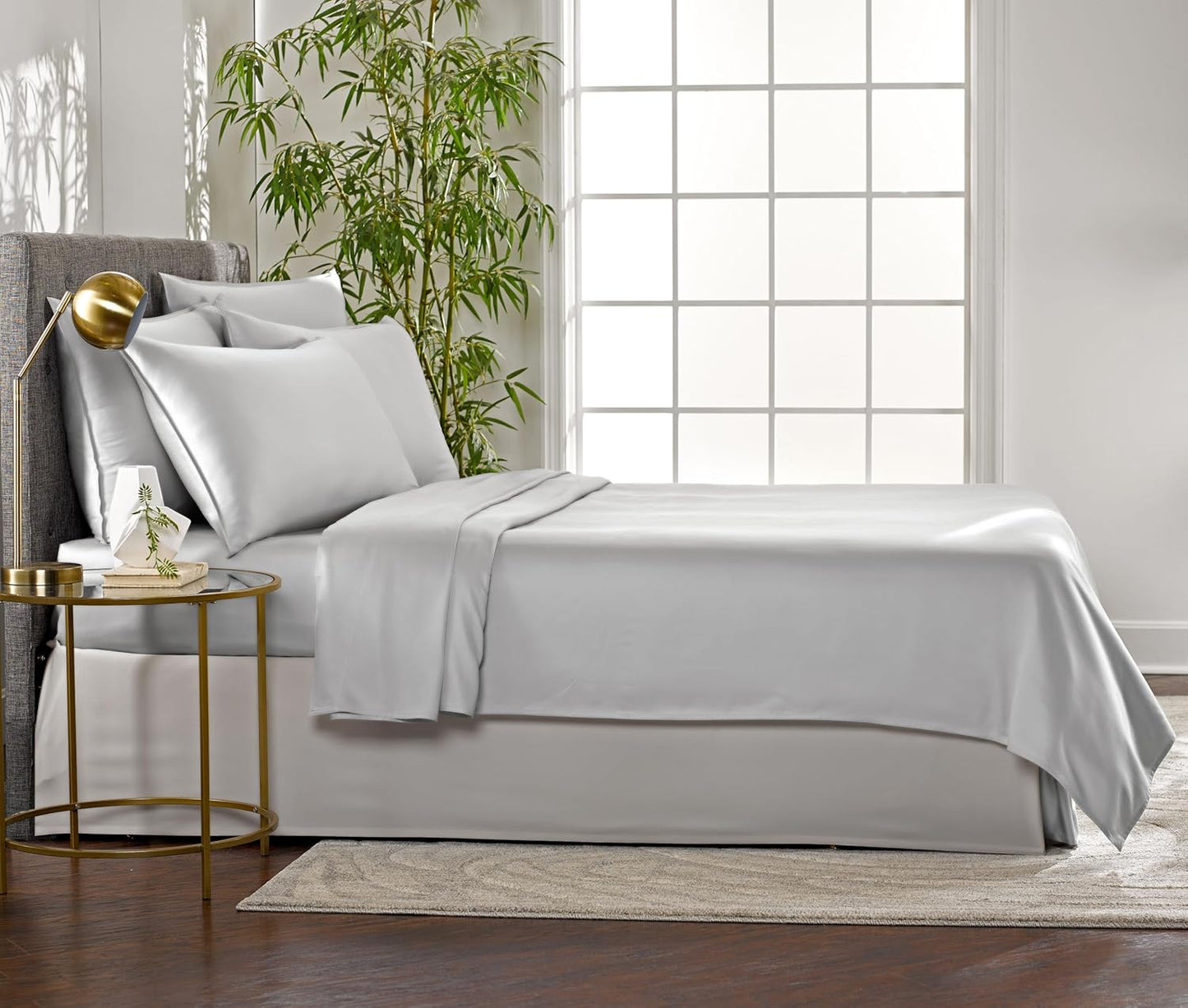 Pure Bamboo Full Bed Sheet Set - Luxuriously Soft & Cooling 100% Organic Viscose | Silver Pearl, Double Stitching