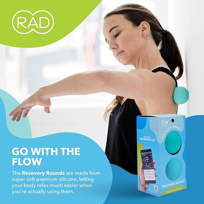 RAD Recovery Rounds - Extra Soft Yoga Deep Tissue Massage Ball Set ??Myofascial Release Balls for Feet, Back, Neck, Legs & Arms ??Trigger Point & Mobility Therapy (2-Pack)