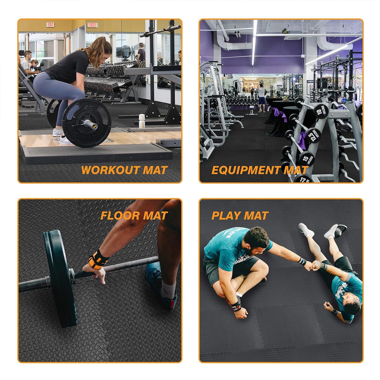 Mat Block APM36001BK-1 Torin Interlocking Foam Exercise Floor Mats: 144 SQ FT, 1/2 inch, 36 Tiles, EVA Gym Mat Flooring, Exercise Equipment Mat for Home Gym Equipment, Black