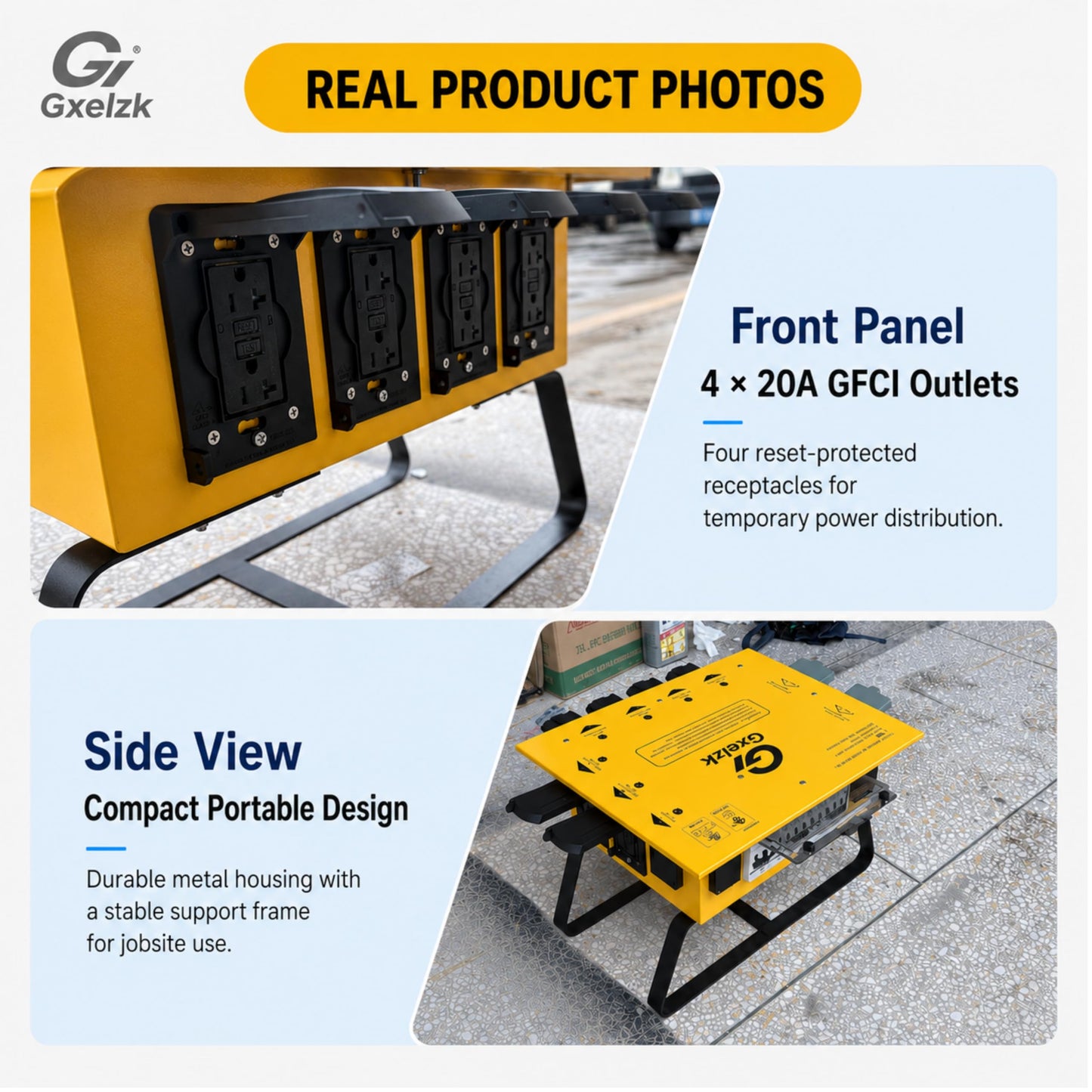 Power Distribution Box Temporary Distribution Box, It has Both 50A and 30A inlets, six 120V CFGI duplexes,Safe and Reliable Power on Any Construction site (50A-Temporary Distribution Box)