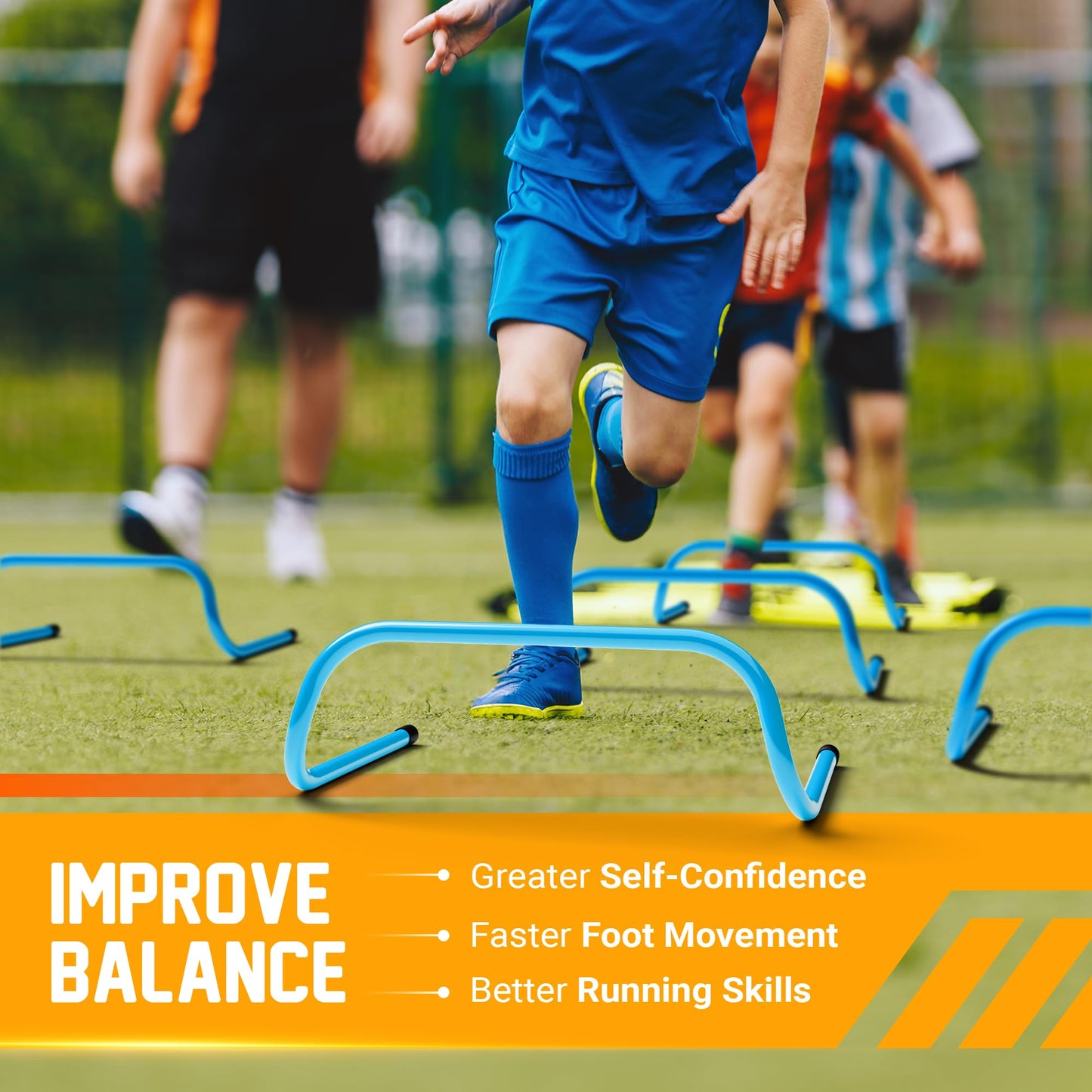 Yes4All Agility Speed Training Agility Hurdles for Athletes - 5 Pack - Speed and Agility Training Equipment for Soccer Basketball Football Hurdle Training (Blue)