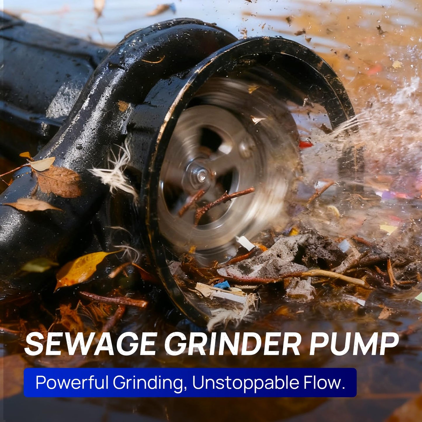 Aquastrong 1 HP Sewage Grinder Pump, 4200 GPH Sewage Pump 2 inch Discharge, Cast Iron Sump Pump Submersible with Auto Float Switch for Basement Sump Basin and Sewage Well, Black