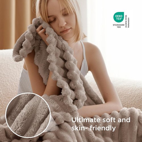 Bedsure GentleSoft Fleece Blanket - Cozy Light Brown Throw for Couch, 60x80 Inches