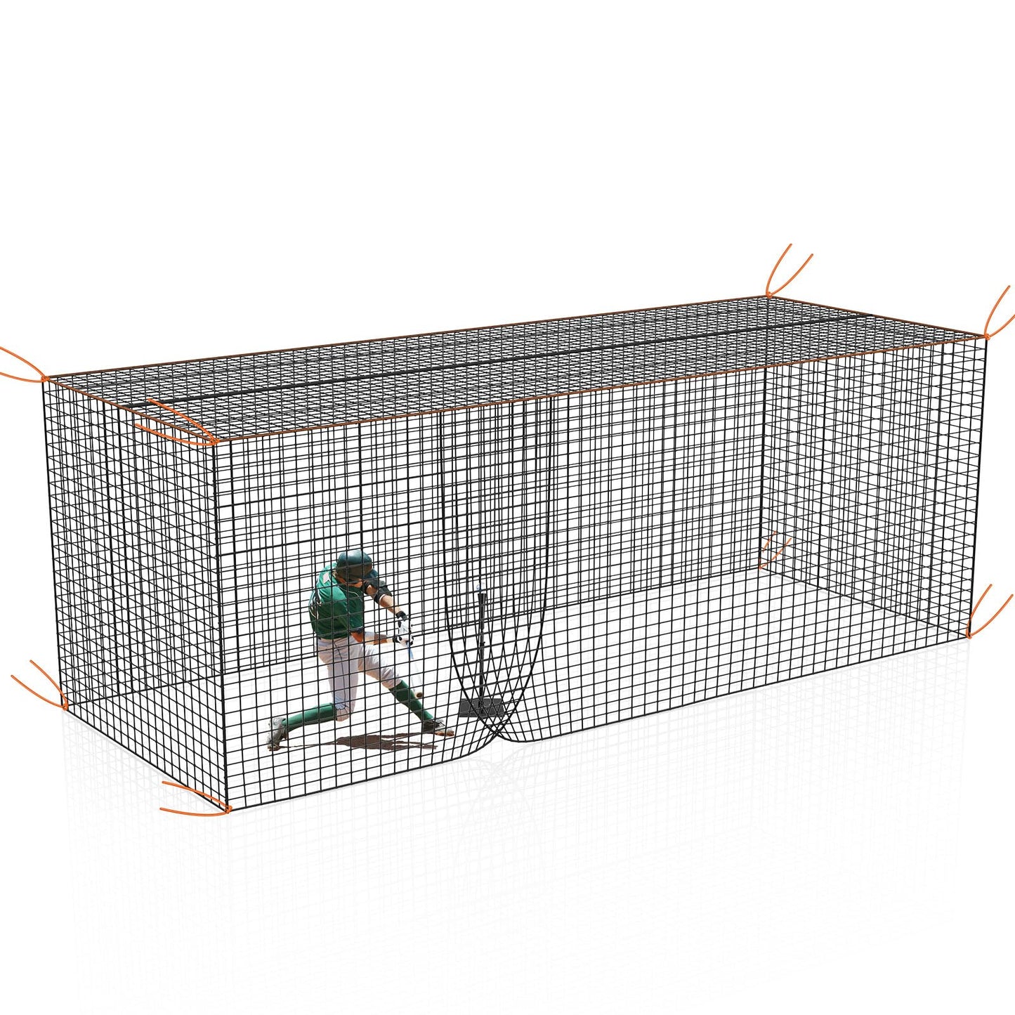 Batting Cage Net, 10x10x35 ft Heavy Duty Enclosed Batting Net With Door, Only Net, No Poles and Frame, Professional Softball Baseball Nets for Batting and Pitching, Batting Cages for Backyard