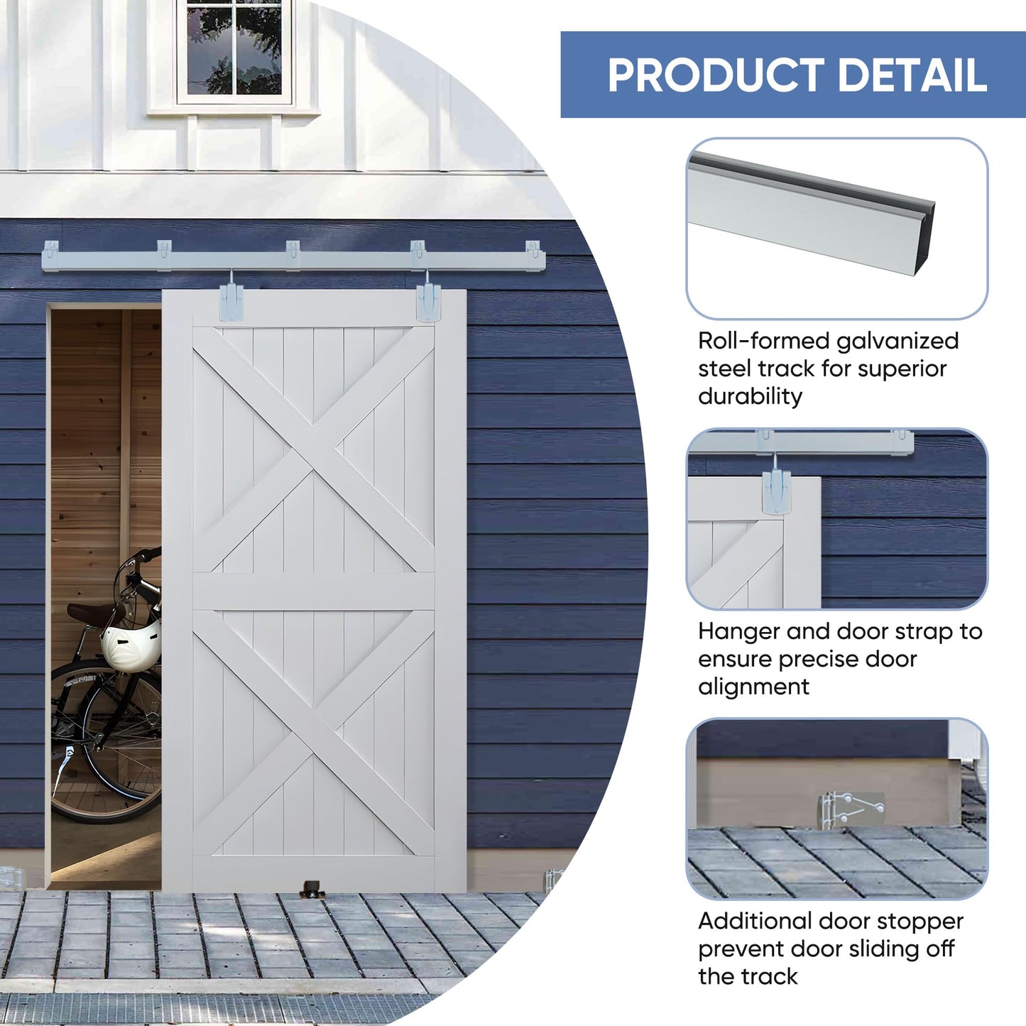 BARNSMITH 8FT Exterior Barn Door Hardware, Sliding Barn Door Hardware Kit Heavy Duty Barn Door Track for Outdoor Use(NO Door, Hardware Only)