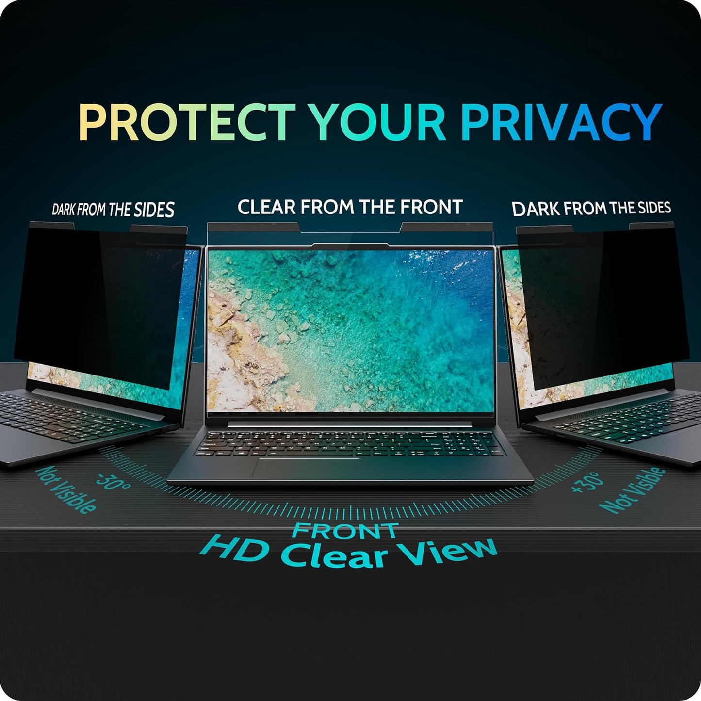 14 inch 16:9 14" Peslv Magnetic Laptop Privacy Screen for Computer Monitor, Removable Anti Glare Protector Blue Light